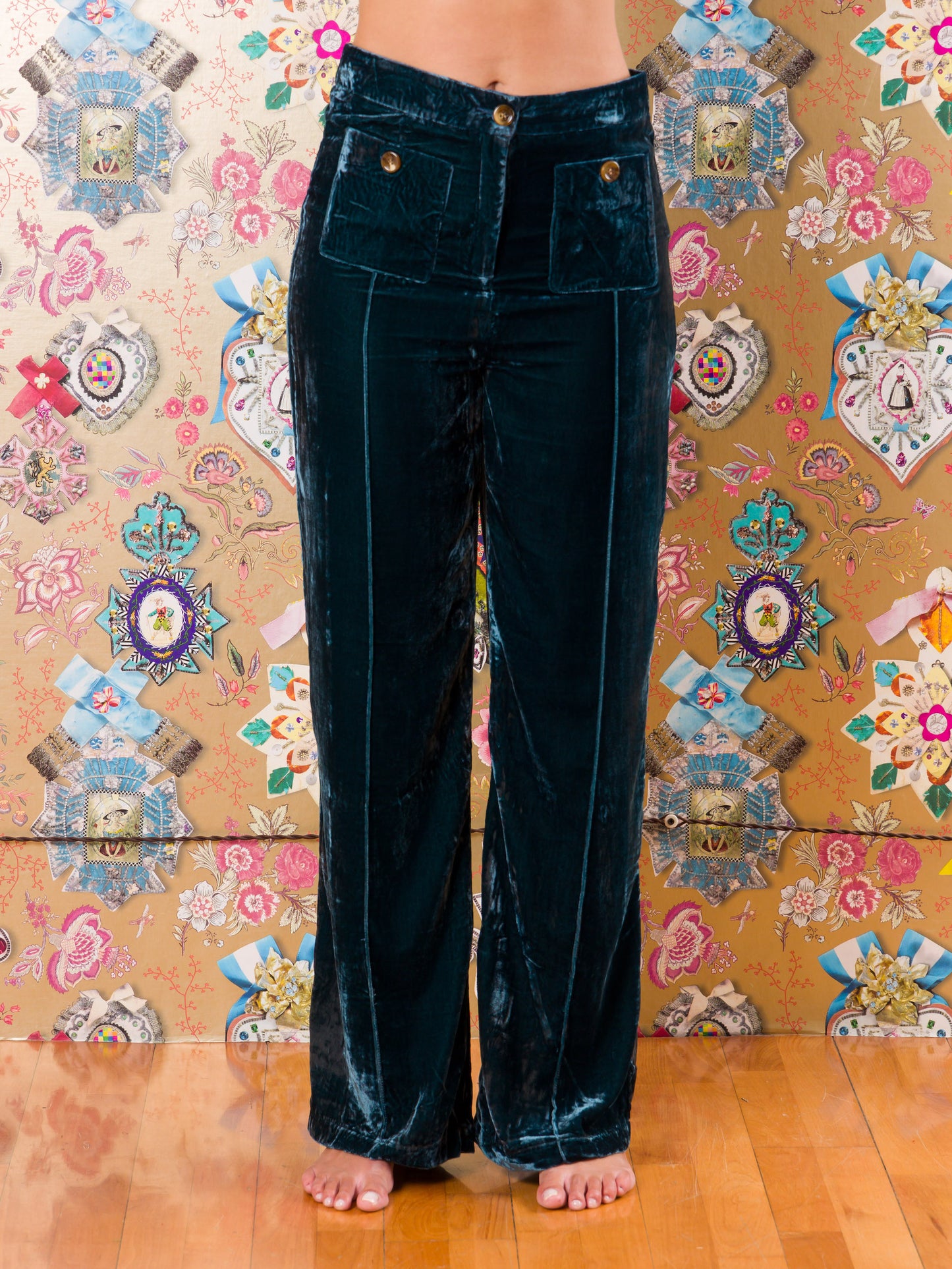 Pantaloni Clanwilliam in velluto liscio