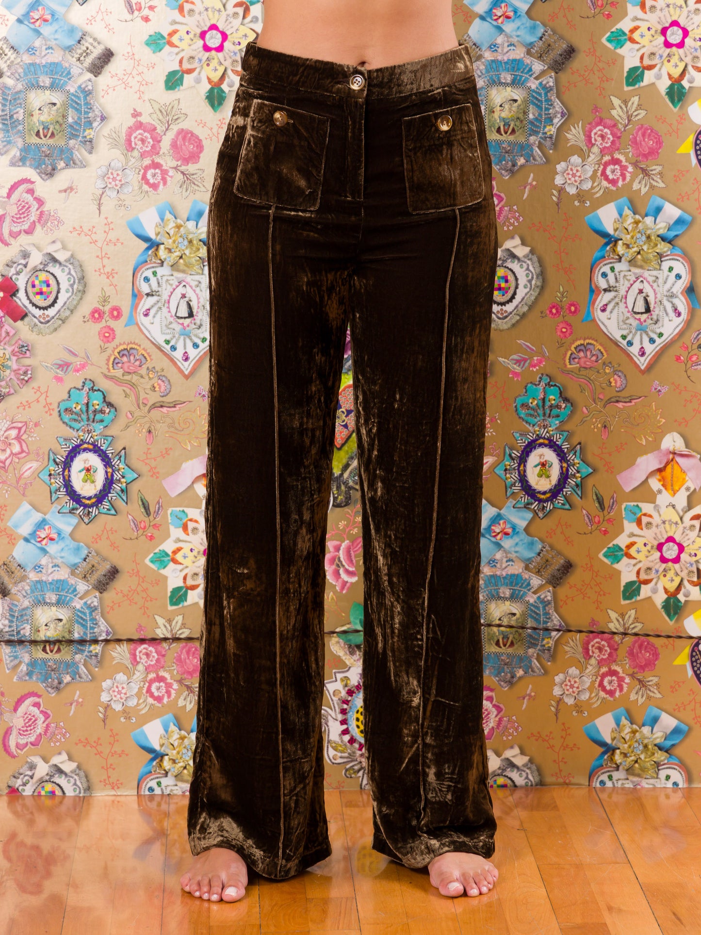 Pantaloni Clanwilliam in velluto liscio