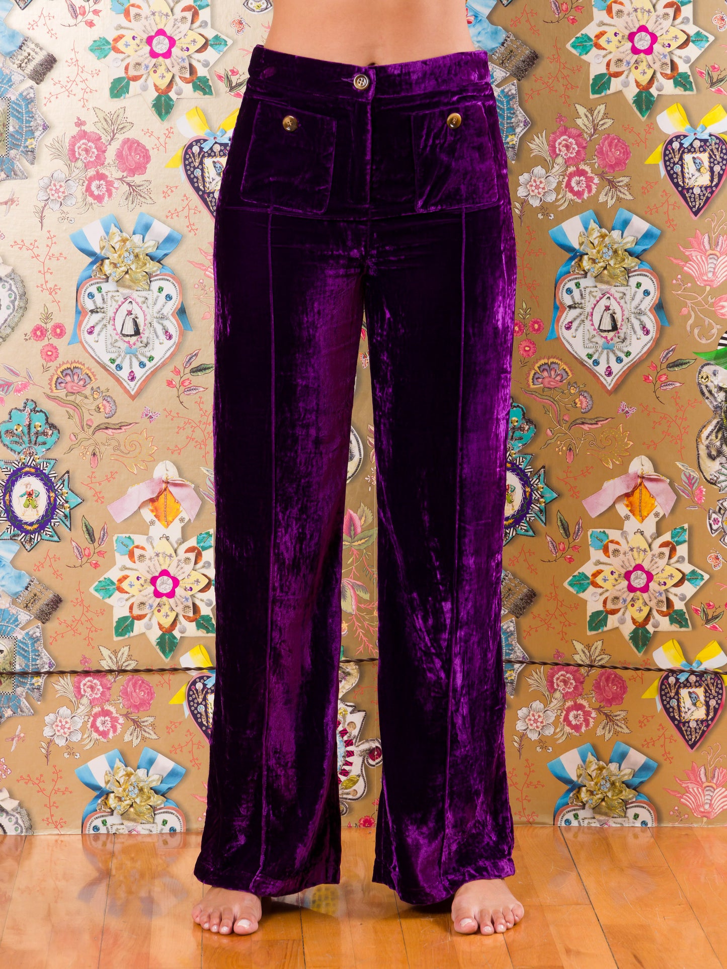 Pantaloni Clanwilliam in velluto liscio
