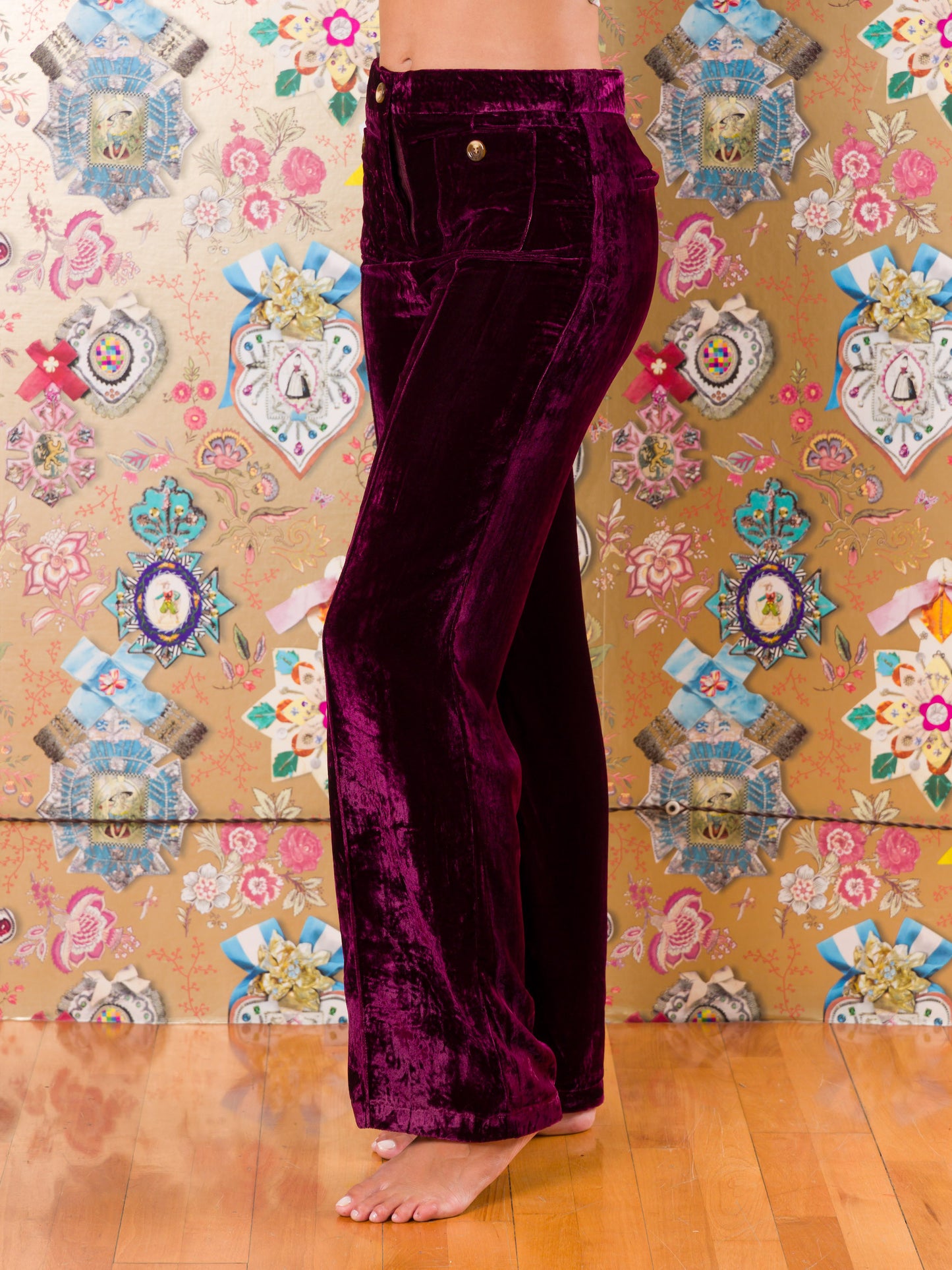Pantaloni Clanwilliam in velluto liscio