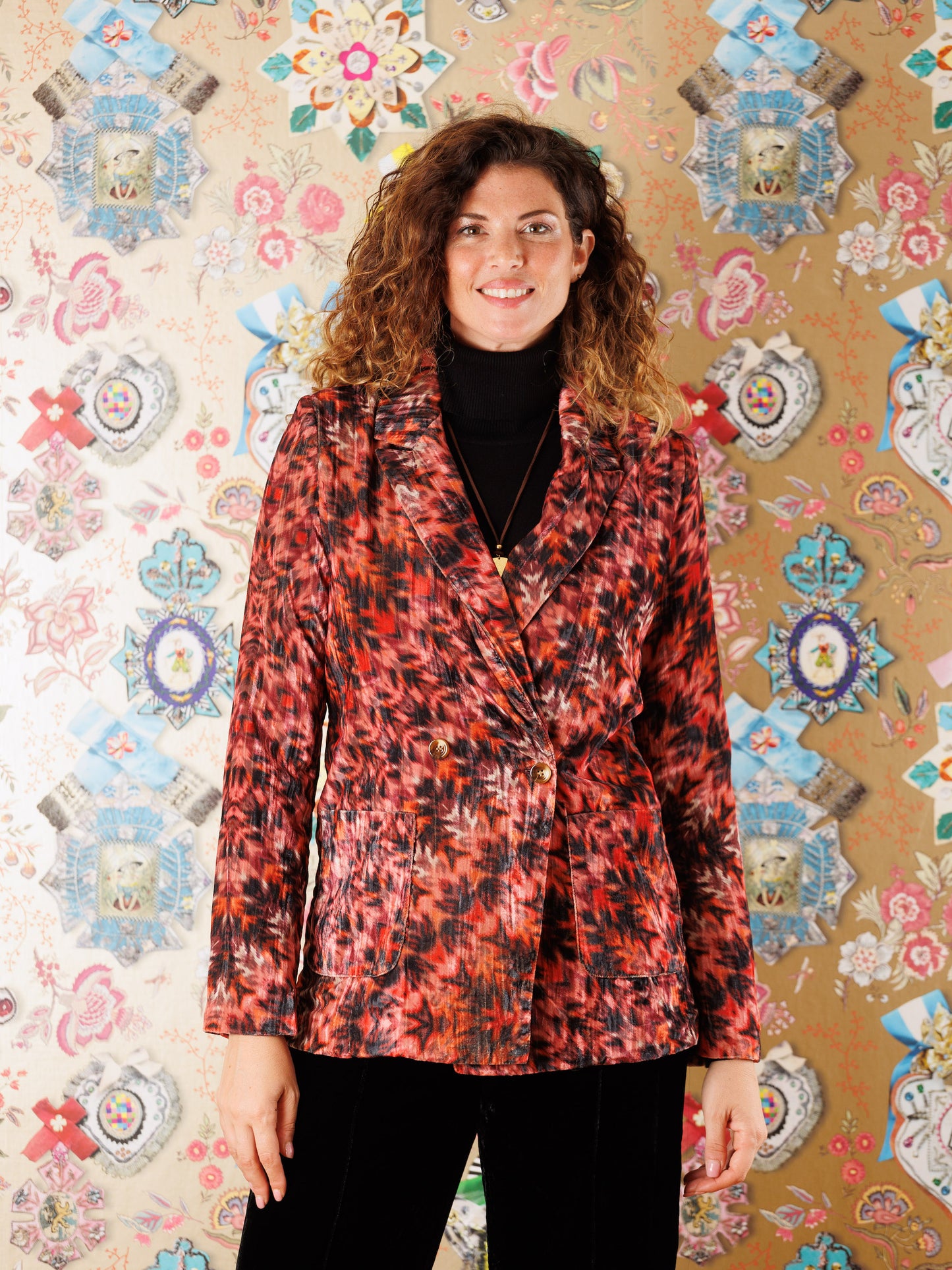 Blazer Bwejuu in velluto fantasia