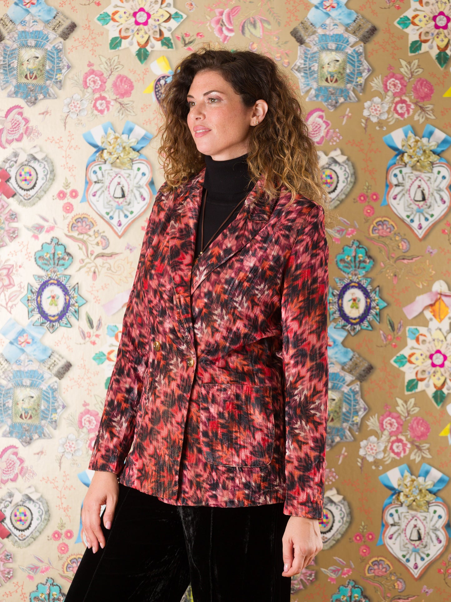 Blazer Bwejuu in velluto fantasia