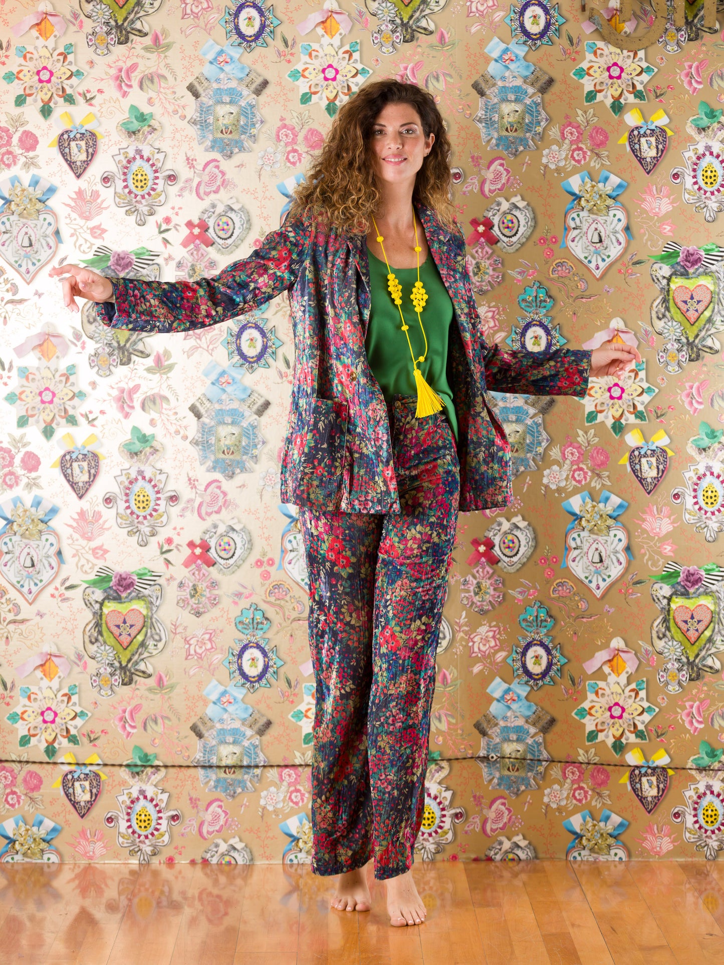 Blazer Bwejuu in velluto fantasia