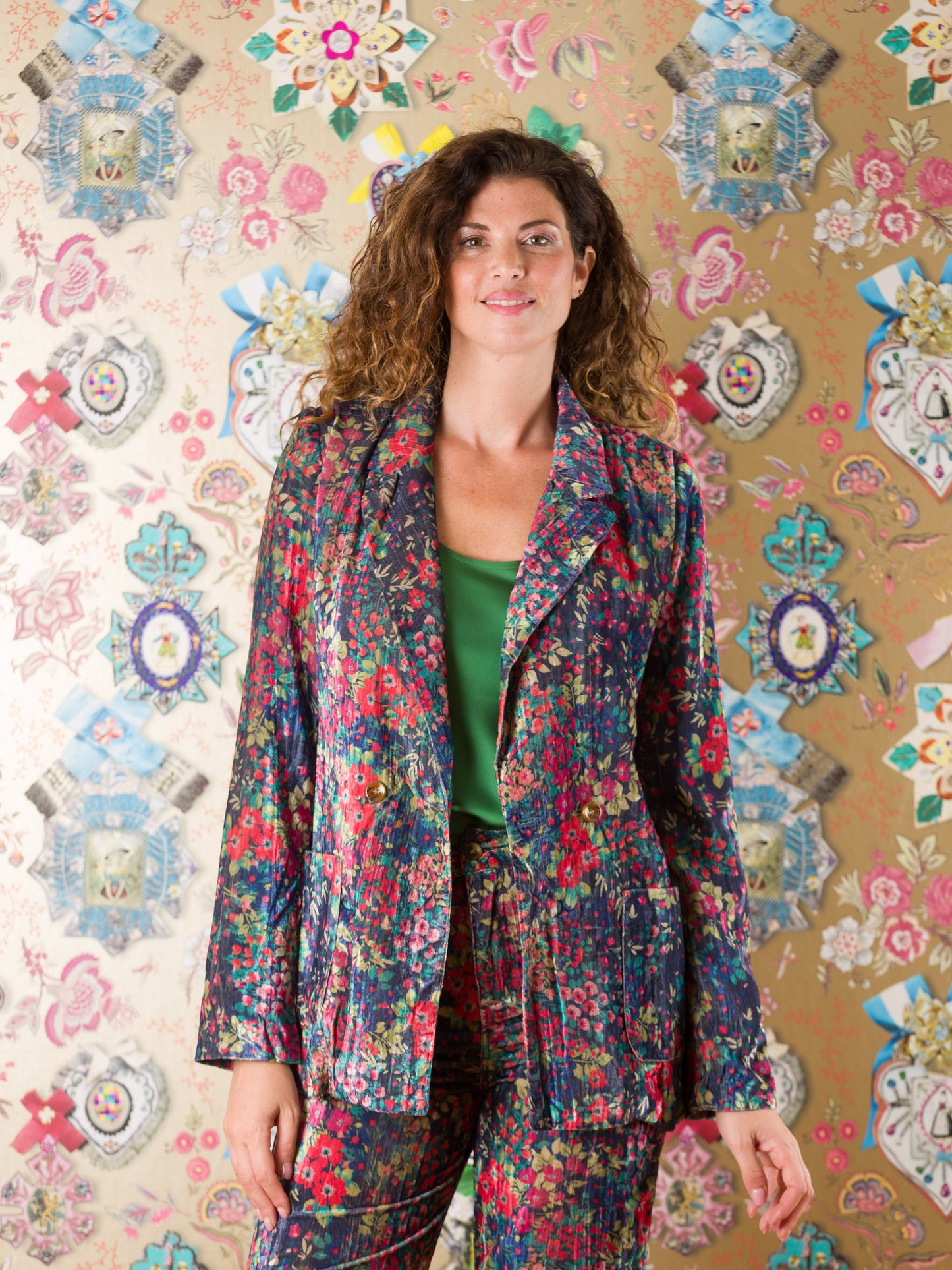 Blazer Bwejuu in velluto fantasia