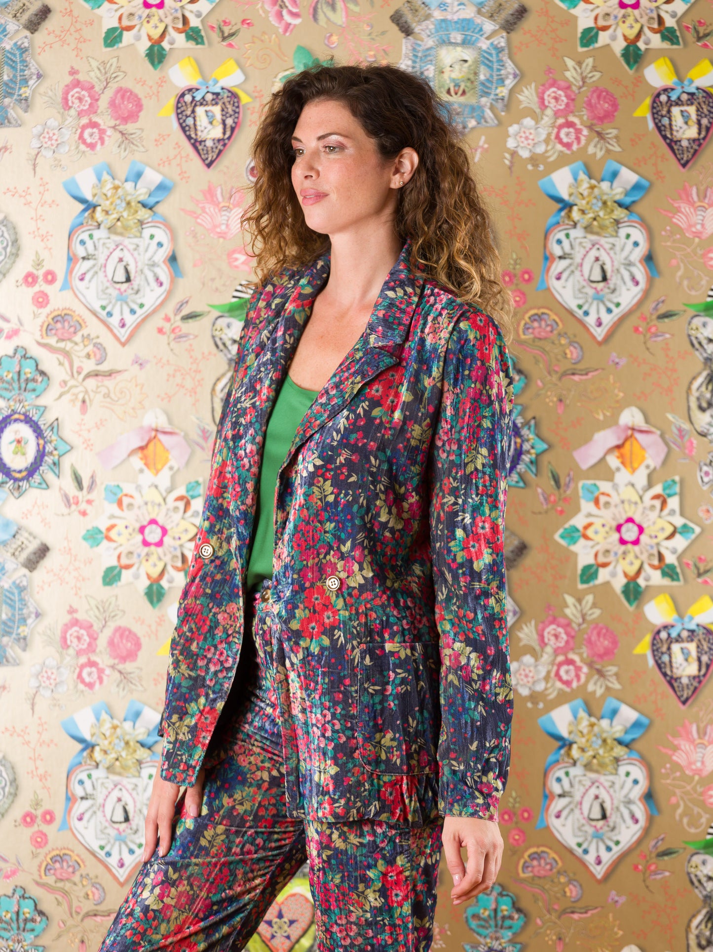 Blazer Bwejuu in velluto fantasia