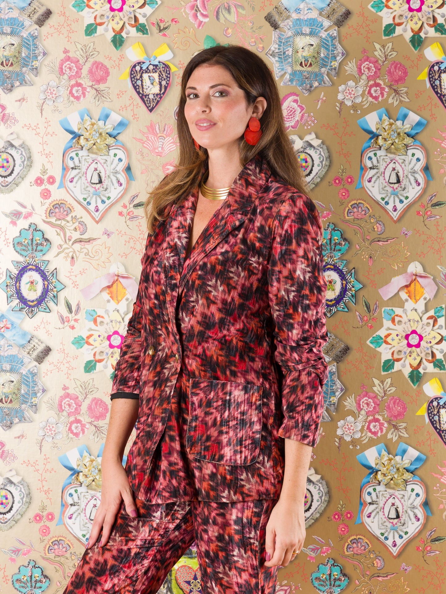 Blazer Bwejuu in velluto fantasia