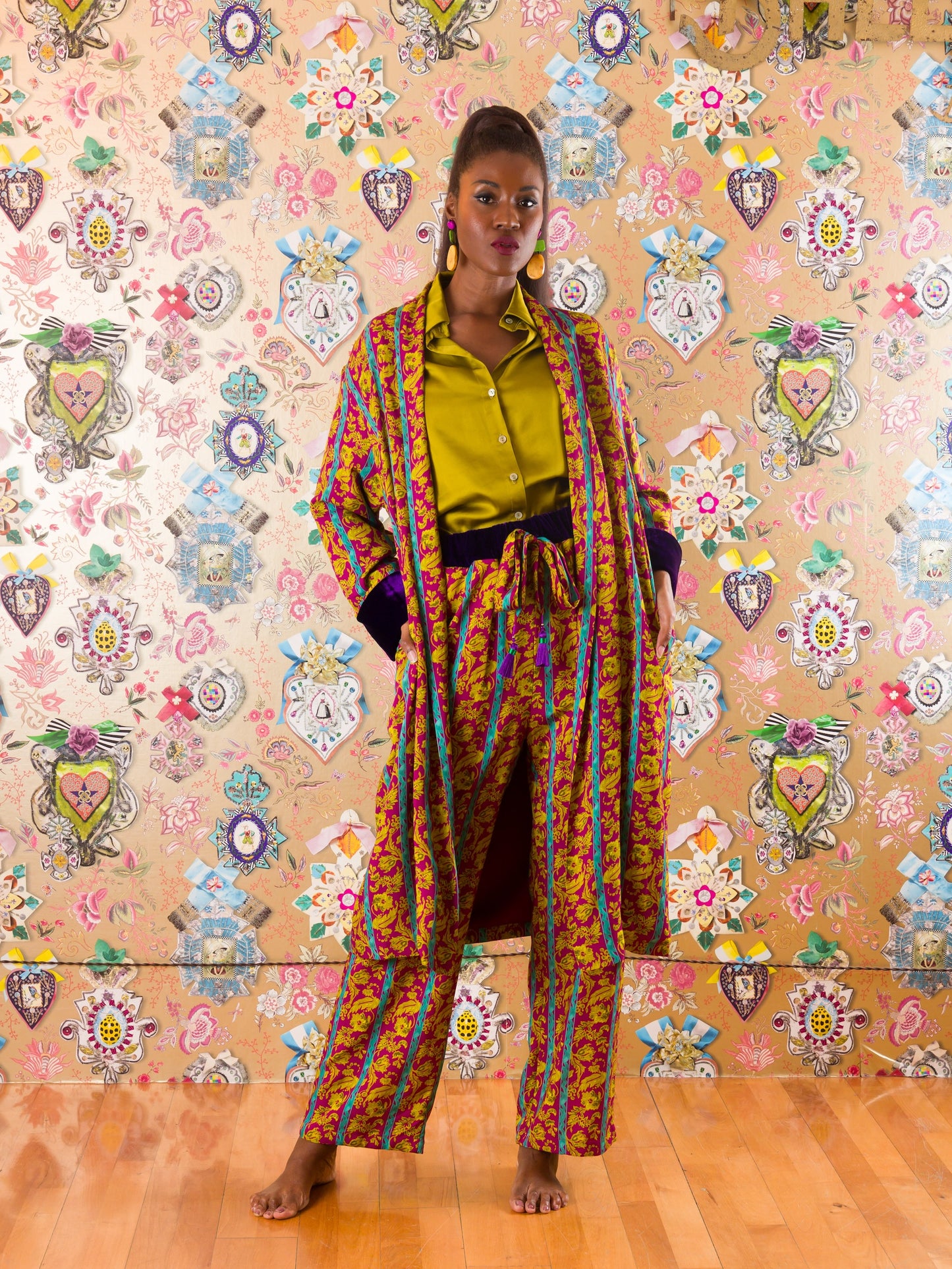 Kimono Marrakech con polsini in velluto