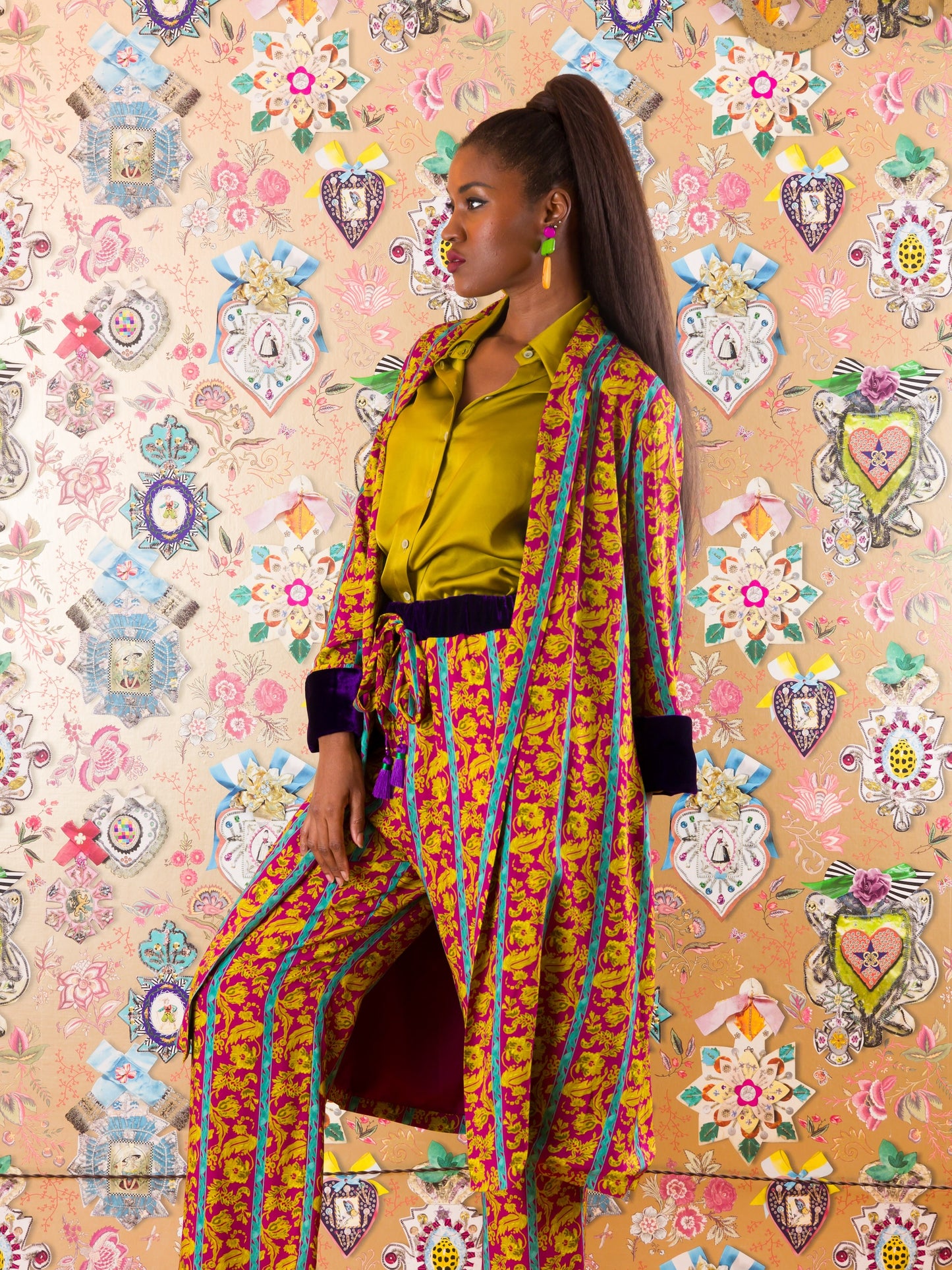 Kimono Marrakech con polsini in velluto