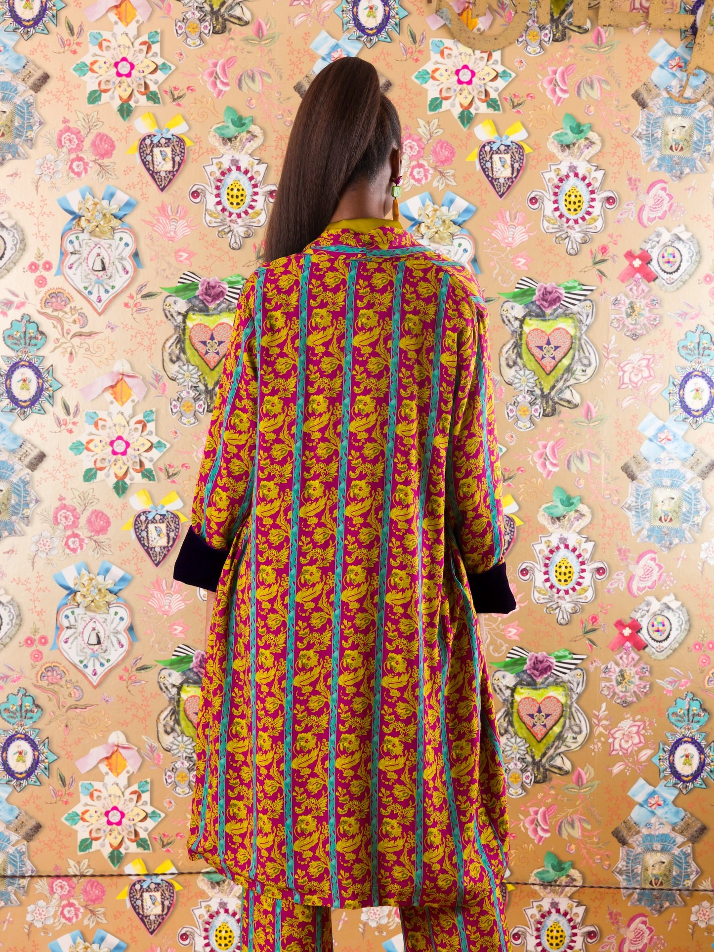 Kimono Marrakech con polsini in velluto