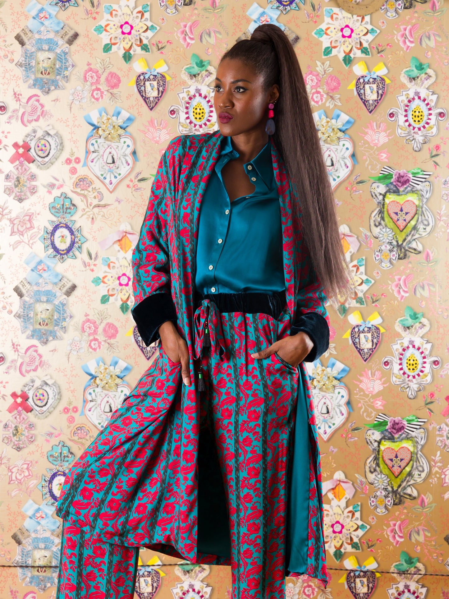 Kimono Marrakech con polsini in velluto