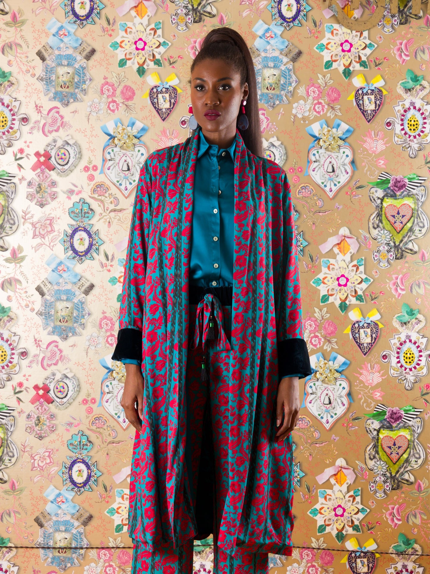 Kimono Marrakech con polsini in velluto