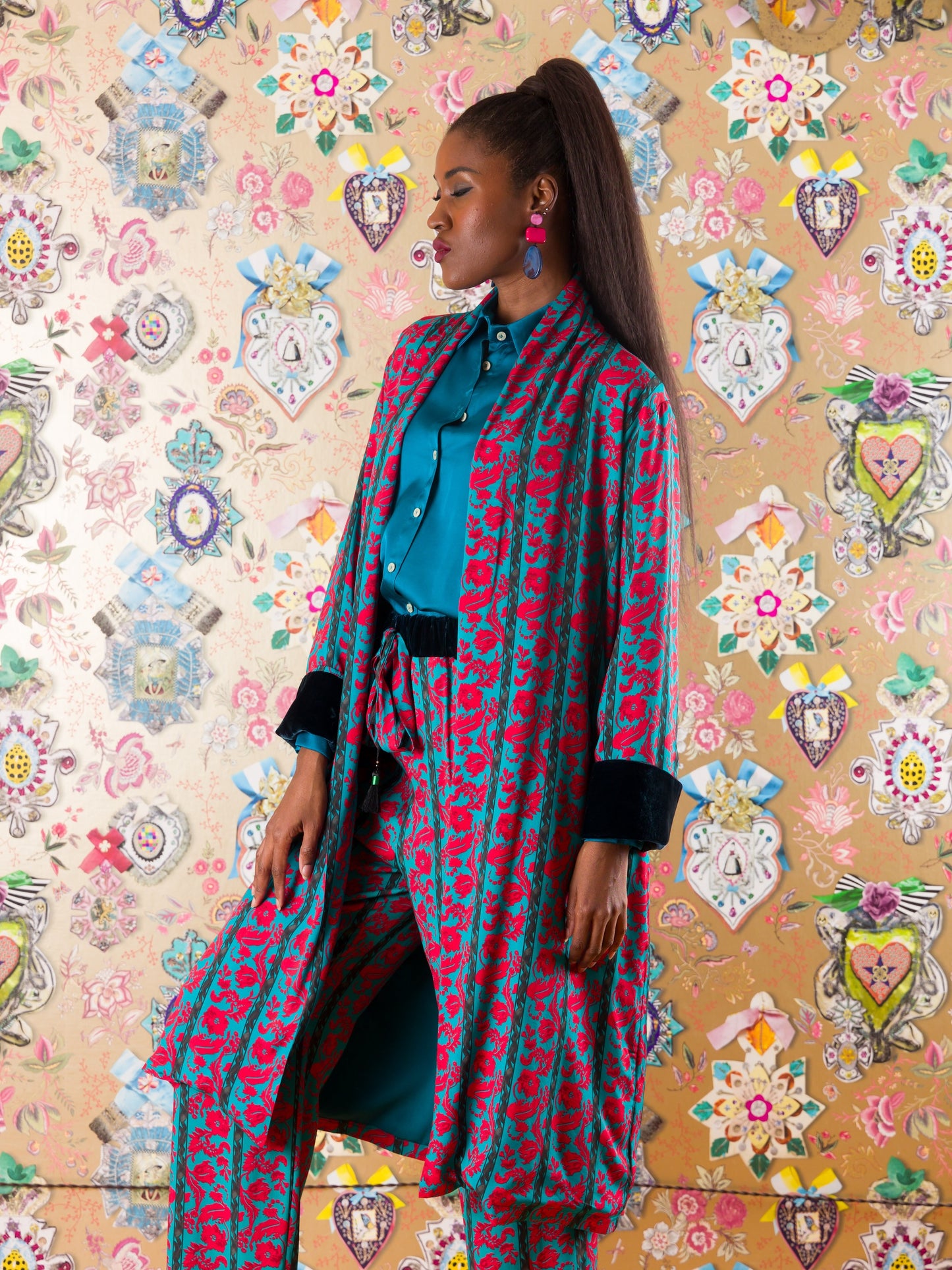 Kimono Marrakech con polsini in velluto