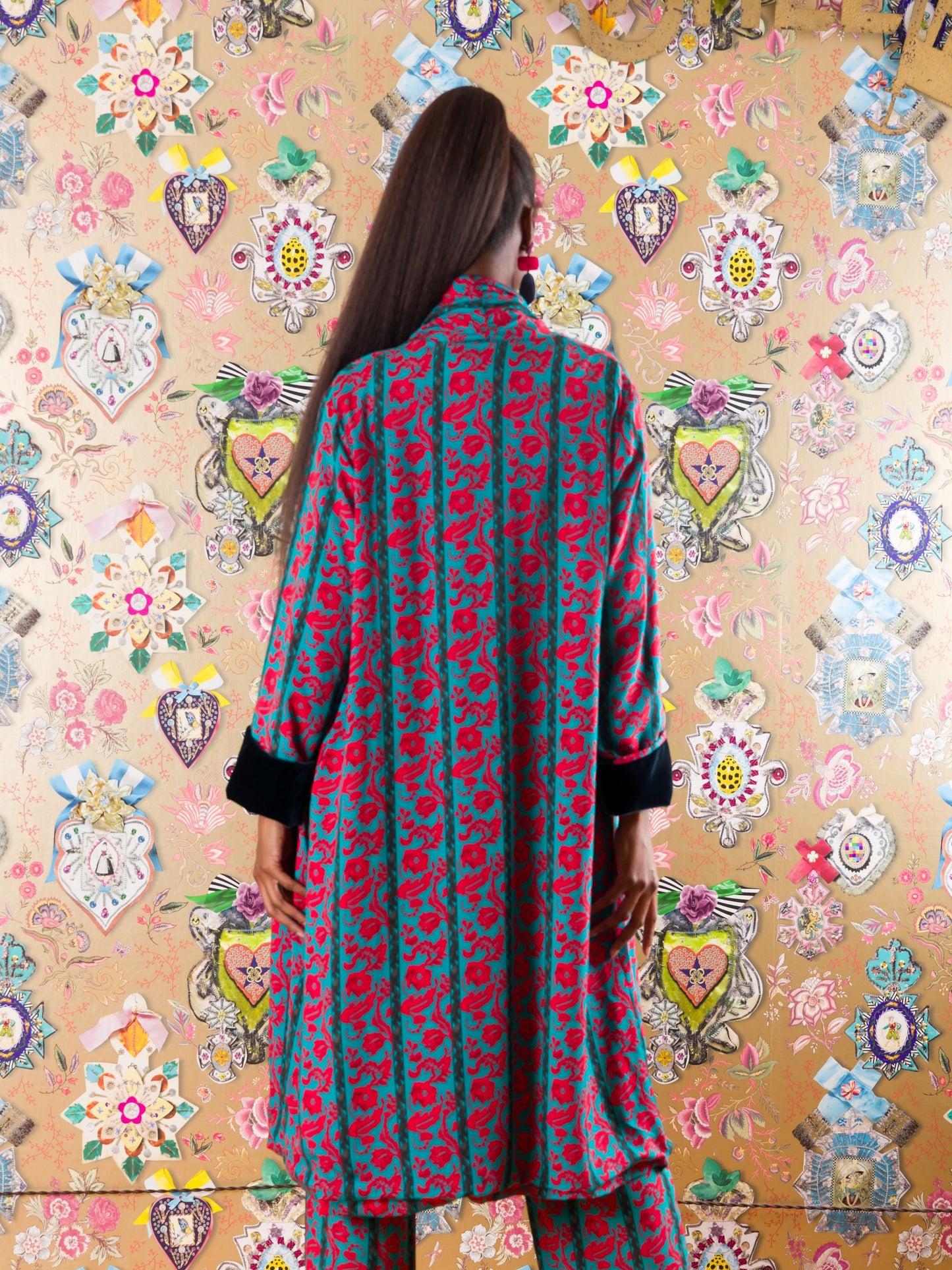 Kimono Marrakech con polsini in velluto