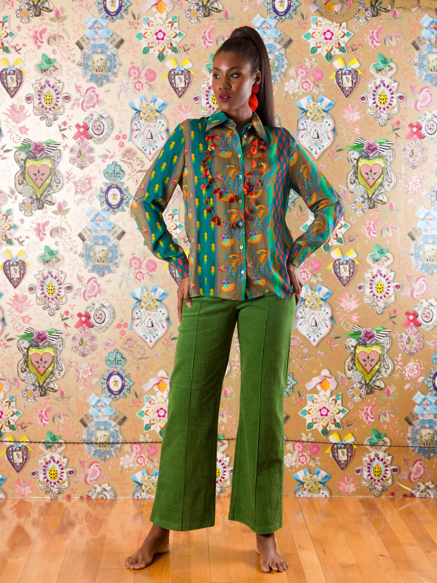 Camicia Mbaga in fantasia floreale