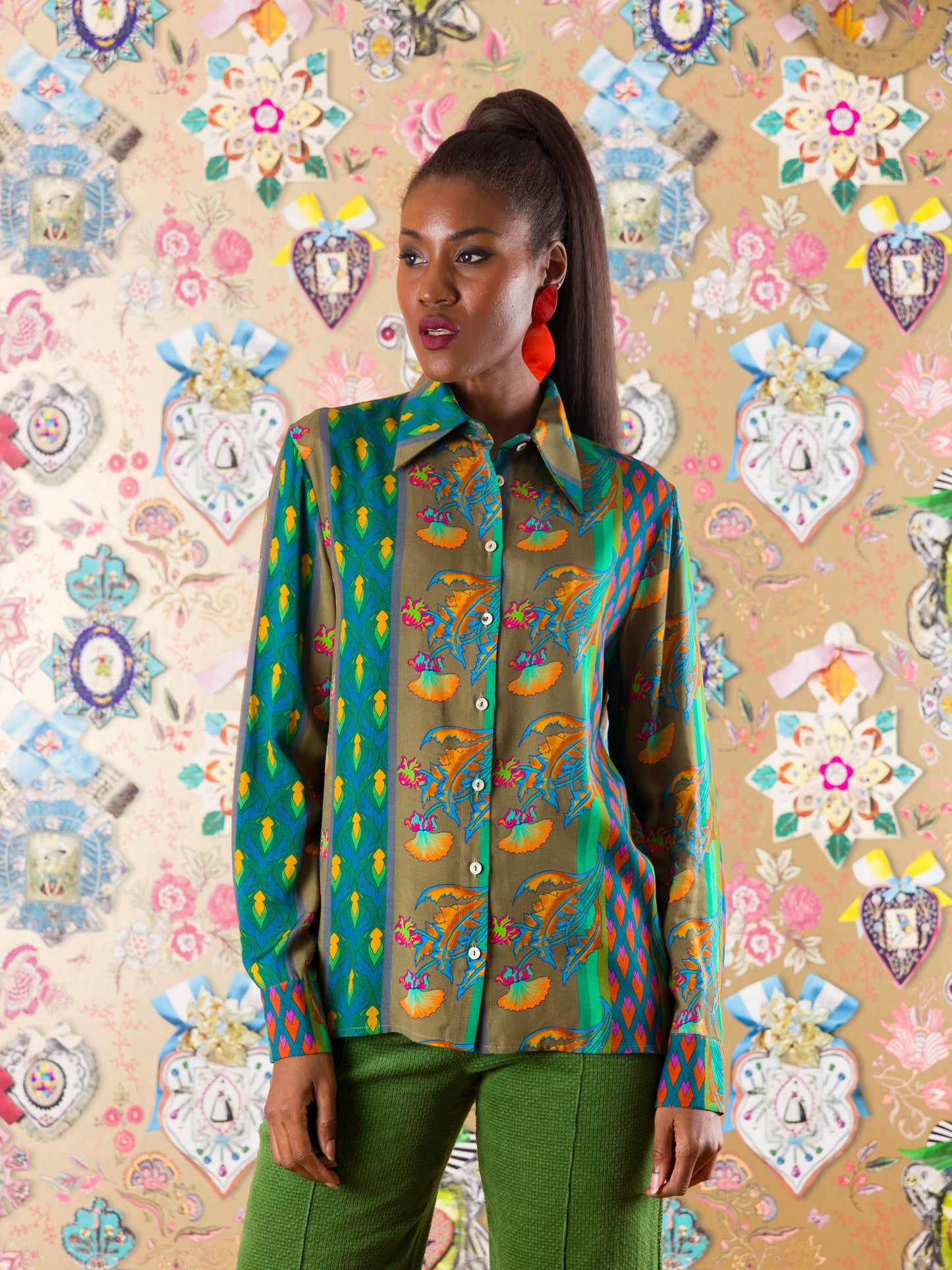 Camicia Mbaga in fantasia floreale
