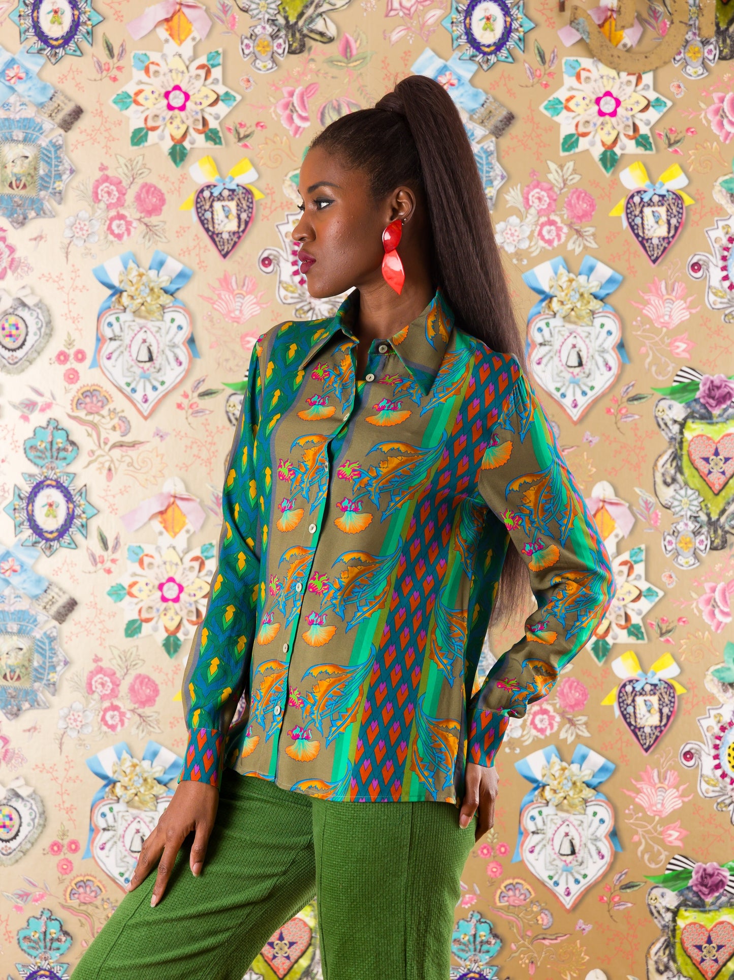 Camicia Mbaga in fantasia floreale