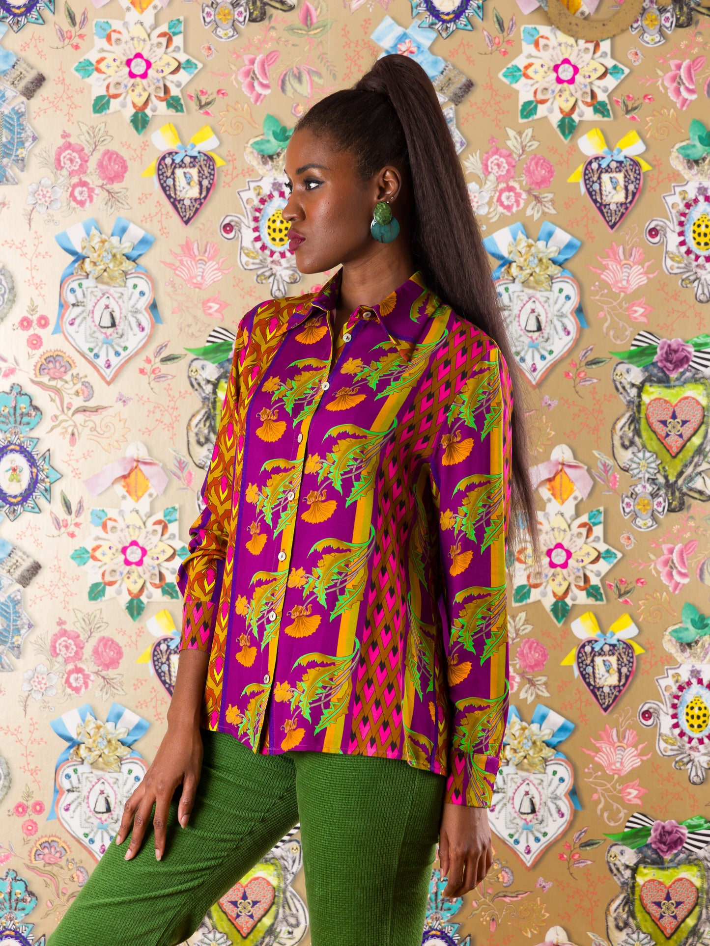 Camicia Mbaga in fantasia floreale