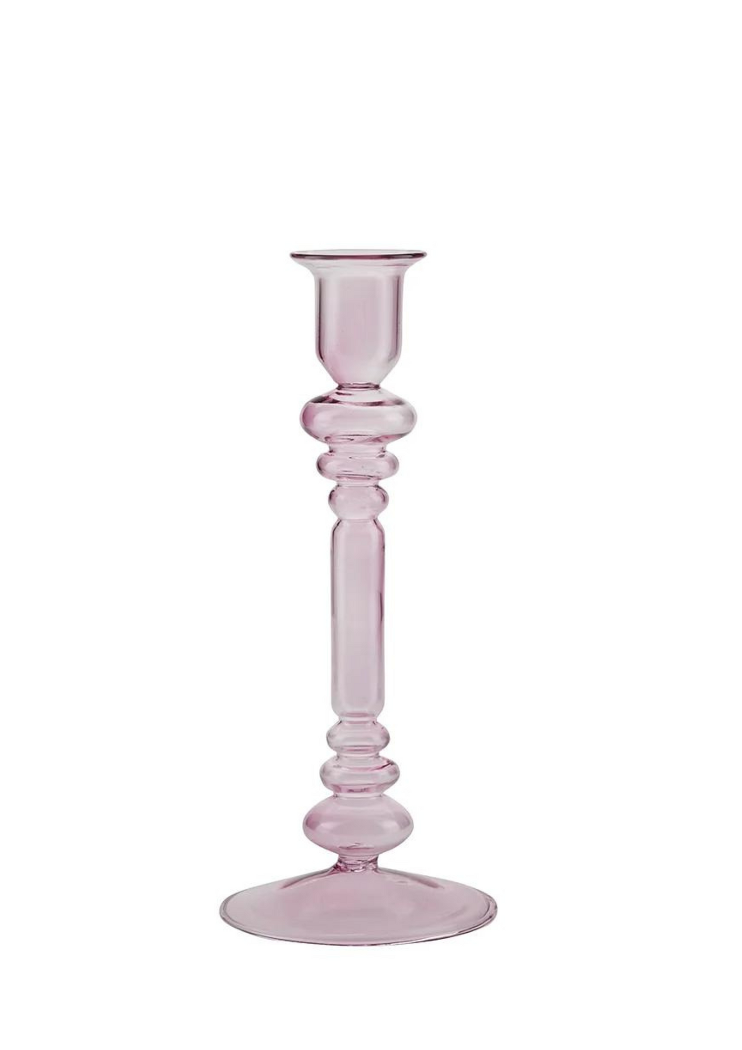 Glass Candlestick - Pink