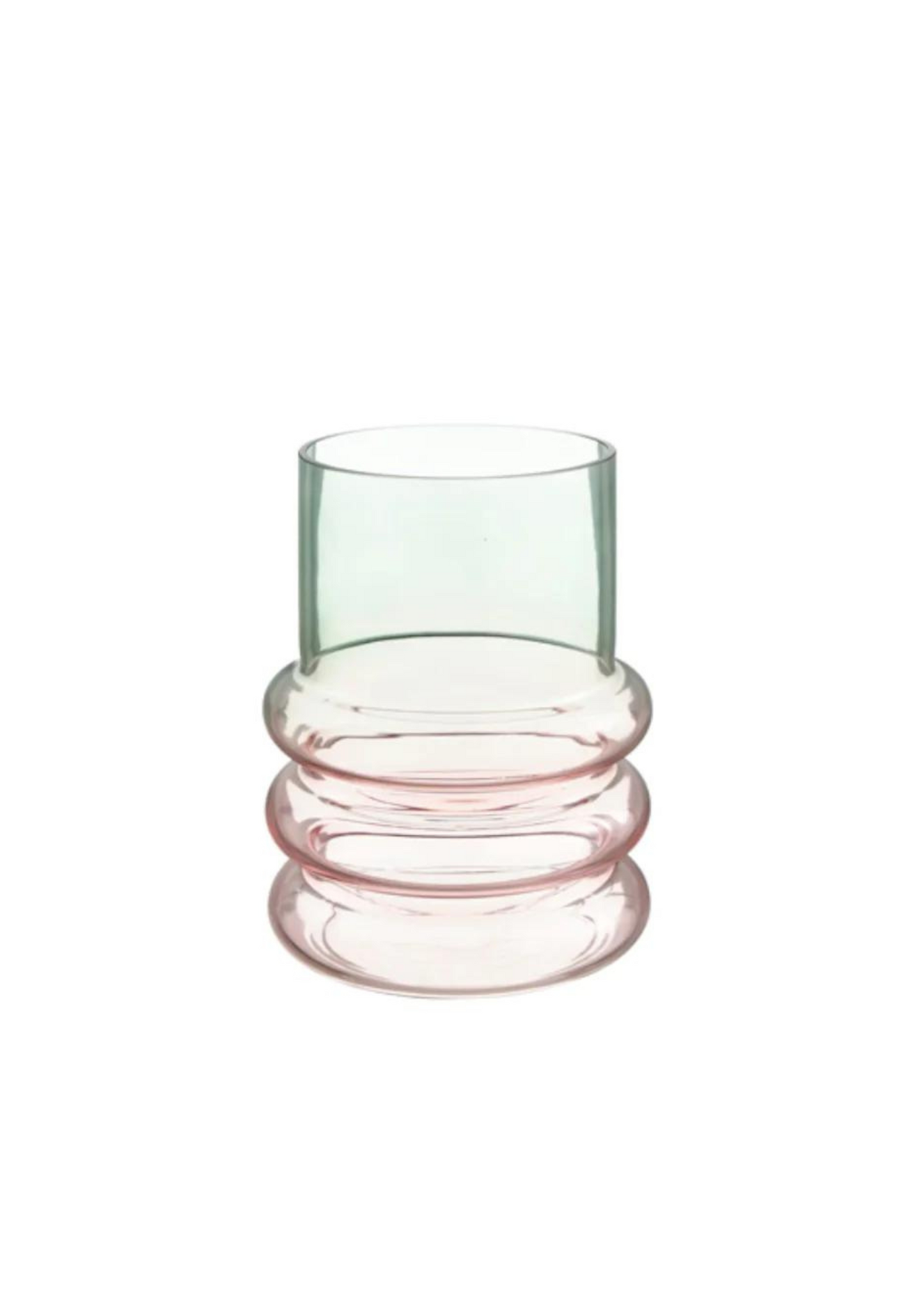 Pink and light blue shaded glass vase