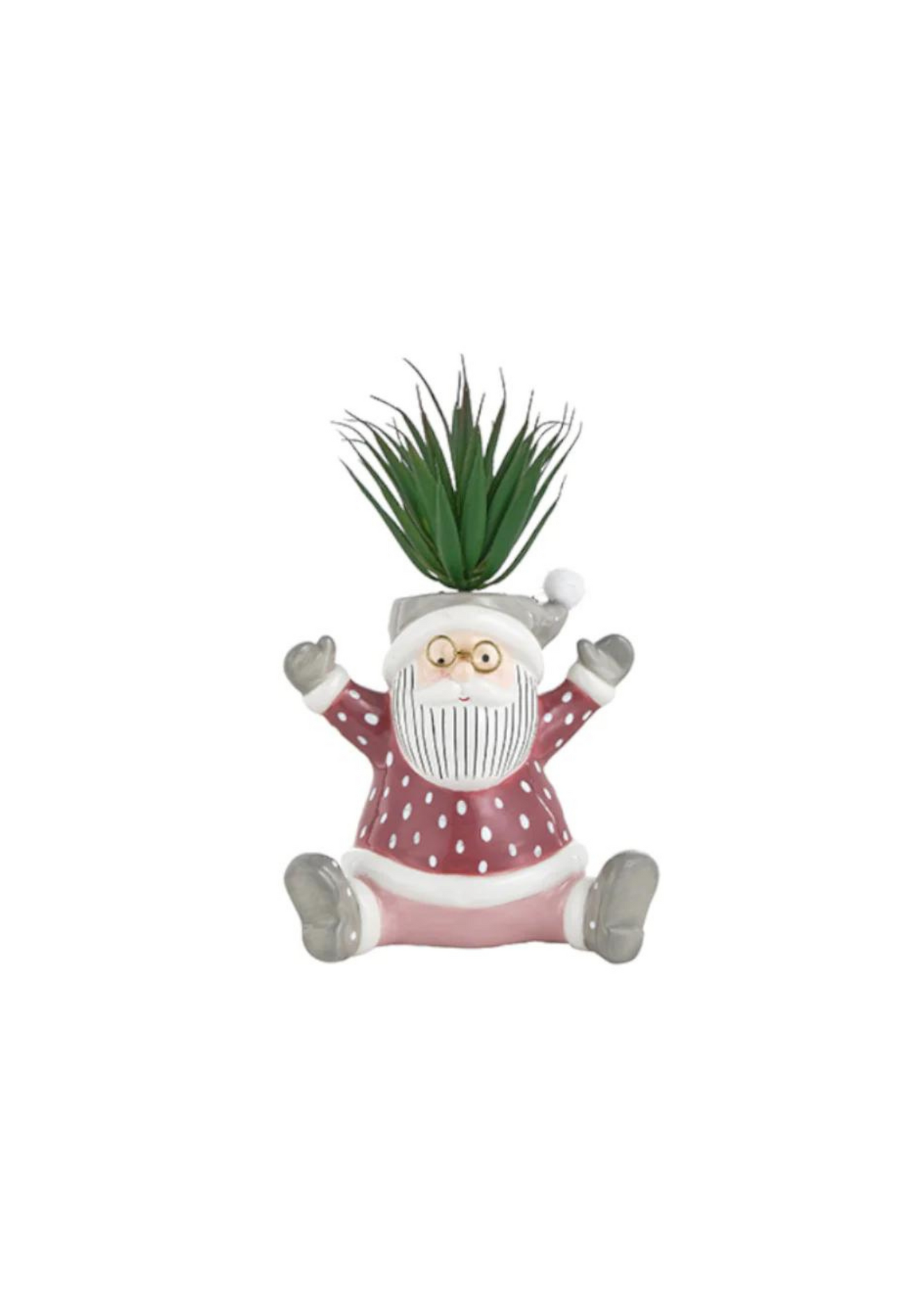 Vaso con piantina - Babbo Natale Maglia Rosa Pois