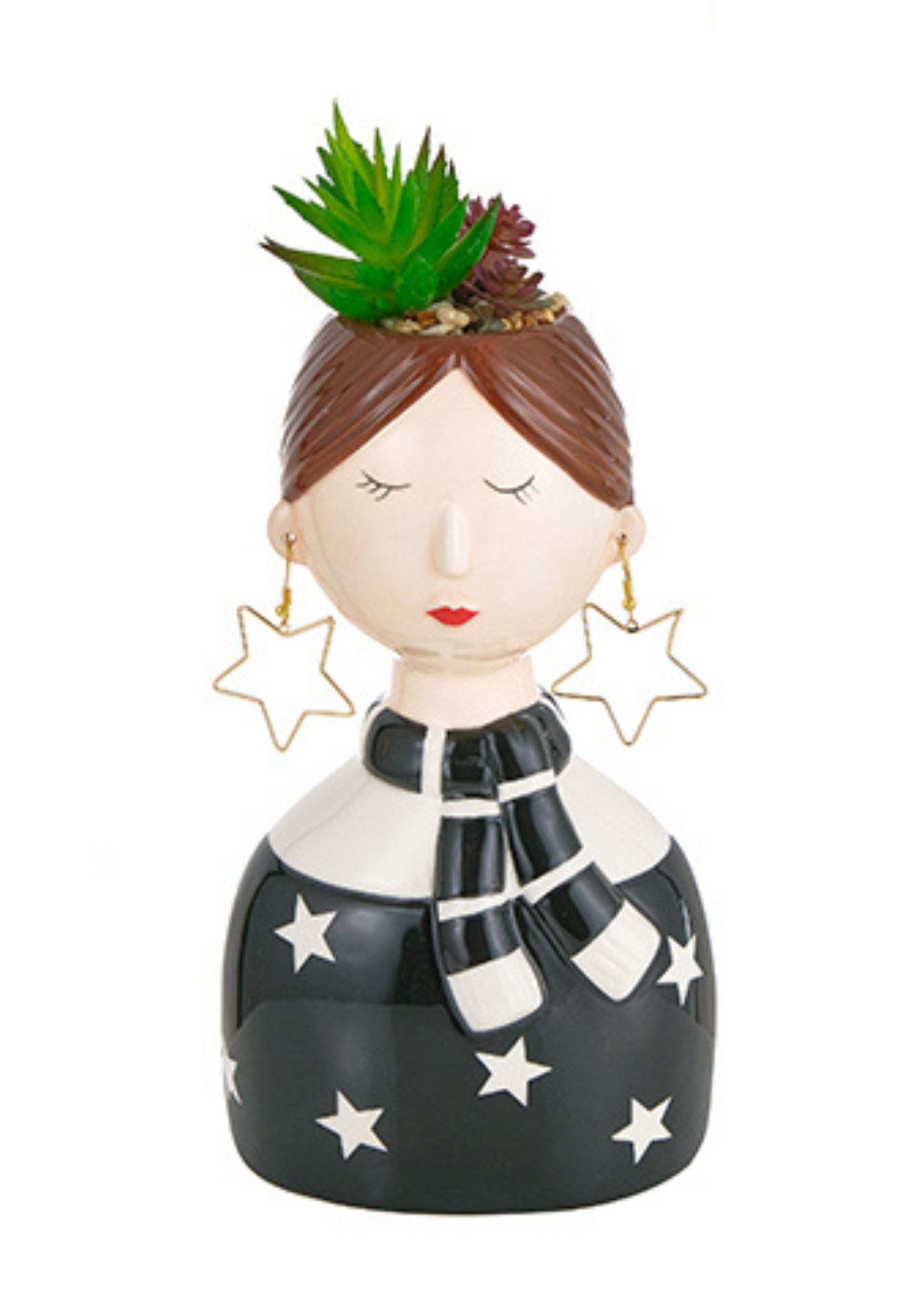 Vaso Girl Con Sciarpina Vestito Nero Stelle