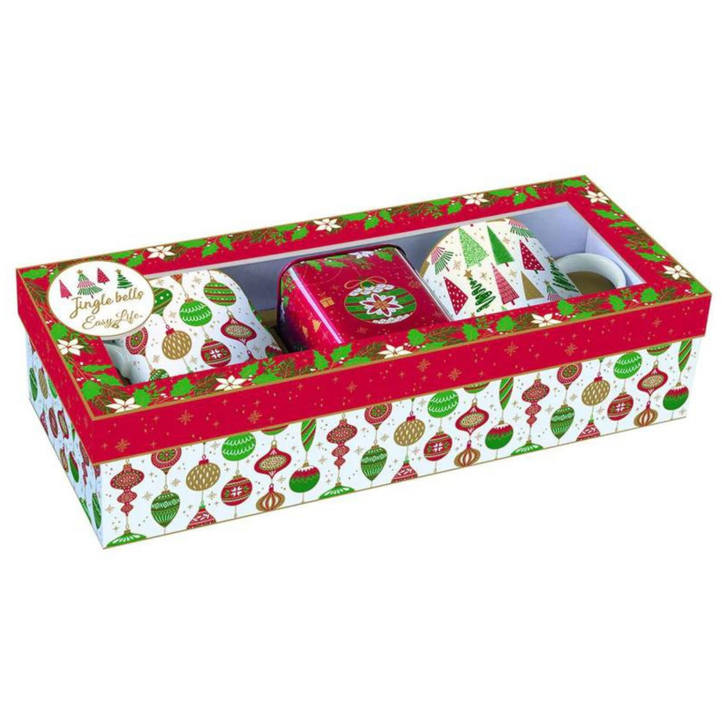Coppia Mug Con Scatola In Latta Jingle Bells