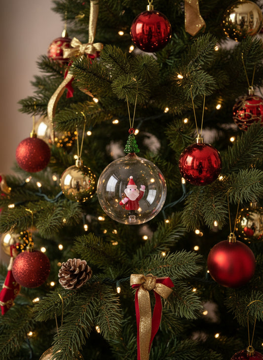 Palla di Natale con Albero e Babbo Natale