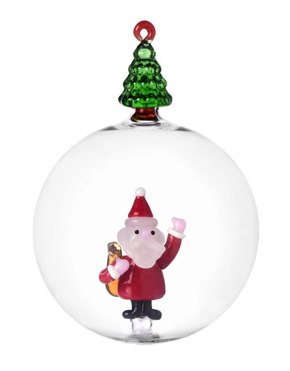 Palla di Natale con Albero e Babbo Natale