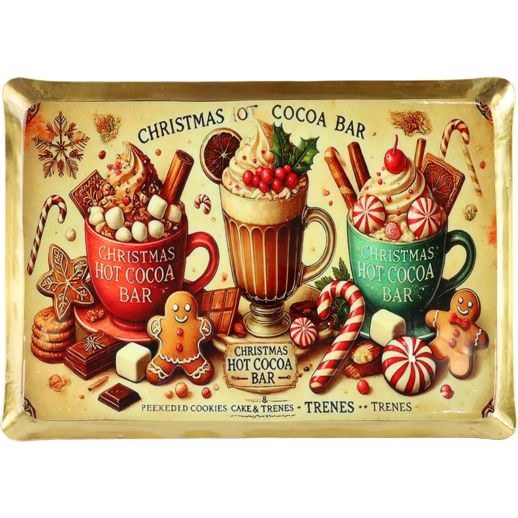Vassoio Natalizio “Christmas Hot Cocoa Bar” in Ferro – 23x35 cm