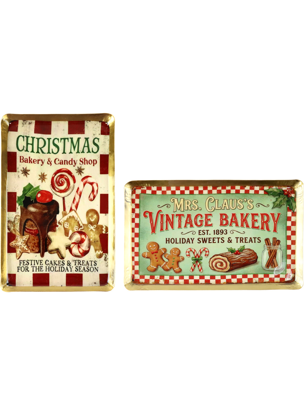 Vassoio Natalizio “Mrs. Claus’s Vintage Bakery” in Ferro, 26x16 cm