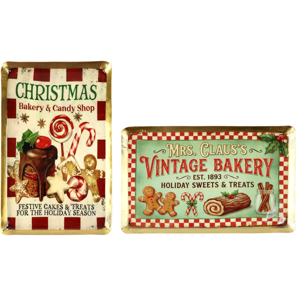 Vassoio Natalizio “Christmas Bakery & Candy Shop” in Ferro, 16x26 cm