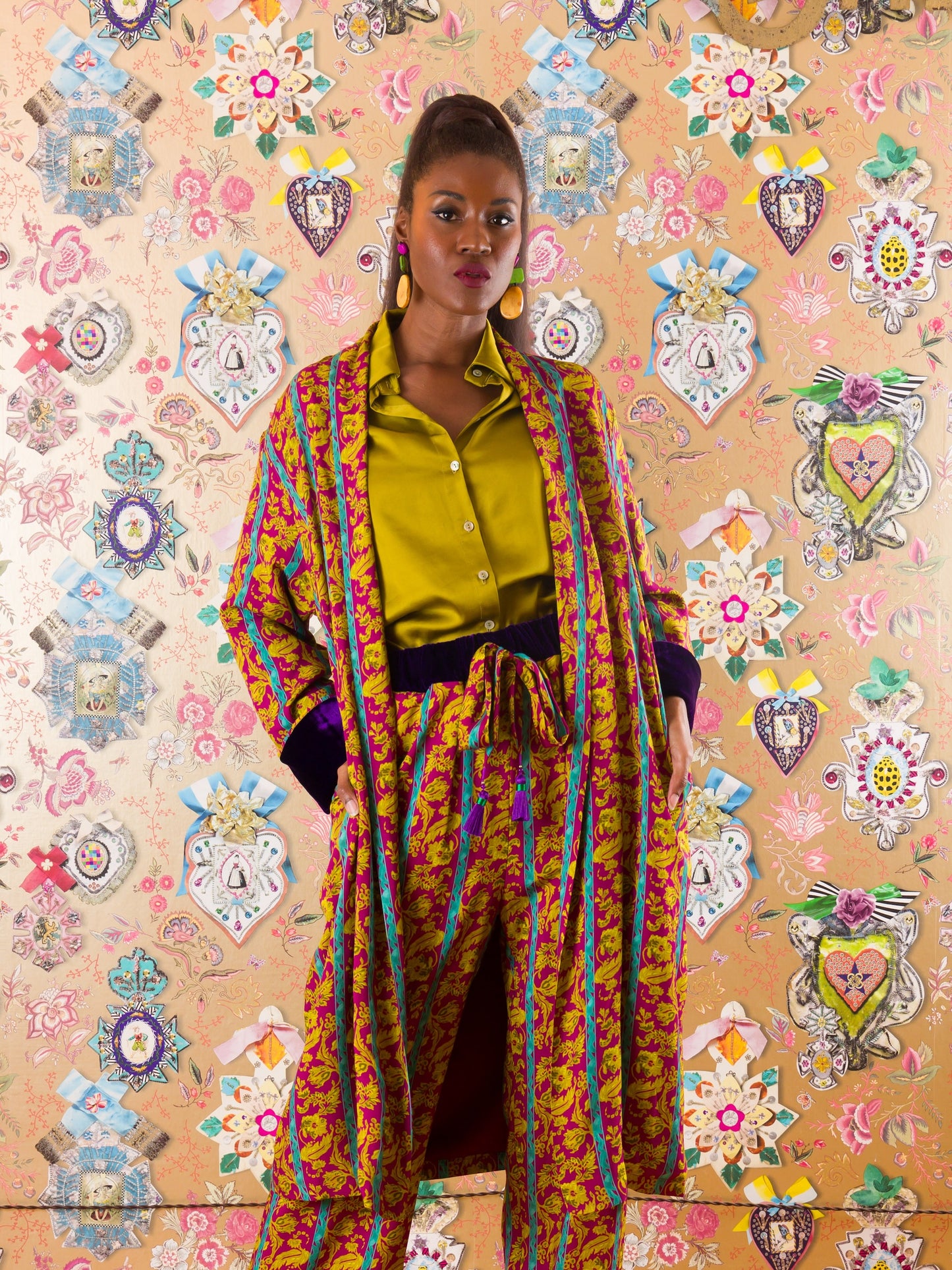 Kimono Marrakech con polsini in velluto