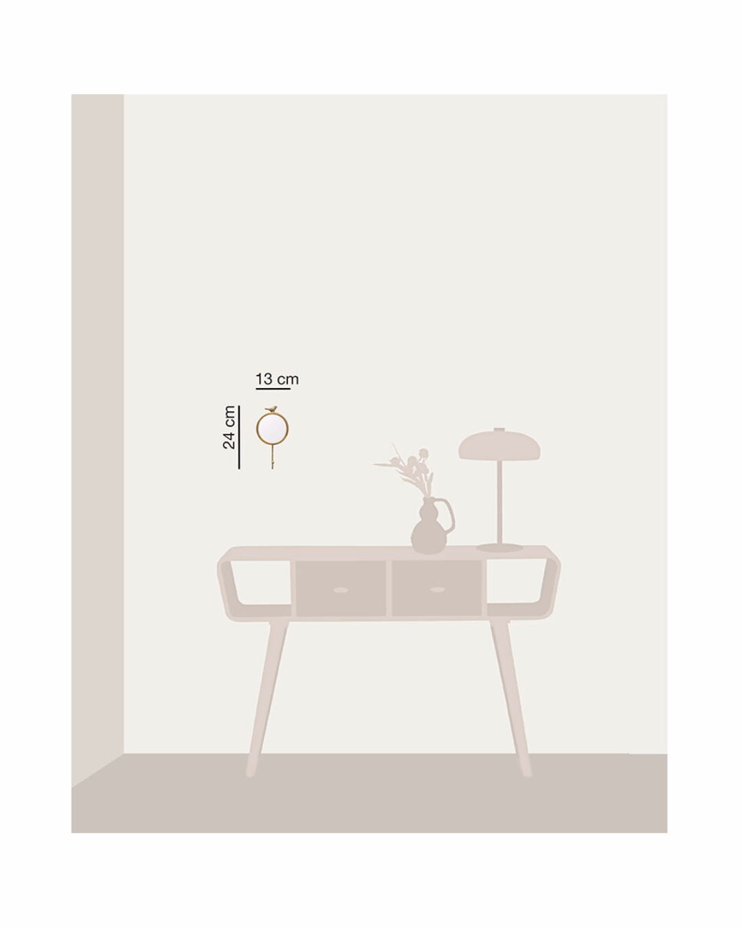 Specchio con gancio uccellino