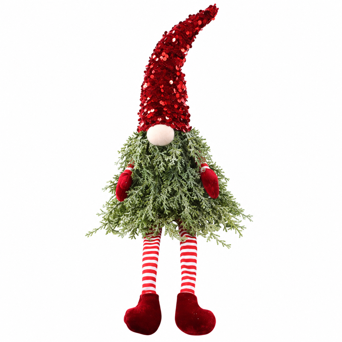 Folletto Natalizio con Cappello a Paillettes Rosse – 53 cm