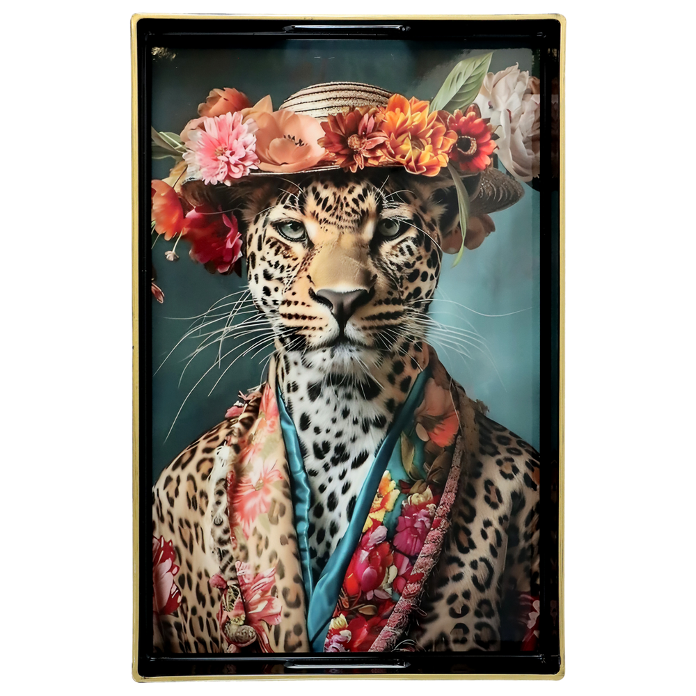 Vassoio rettangolare leopardo