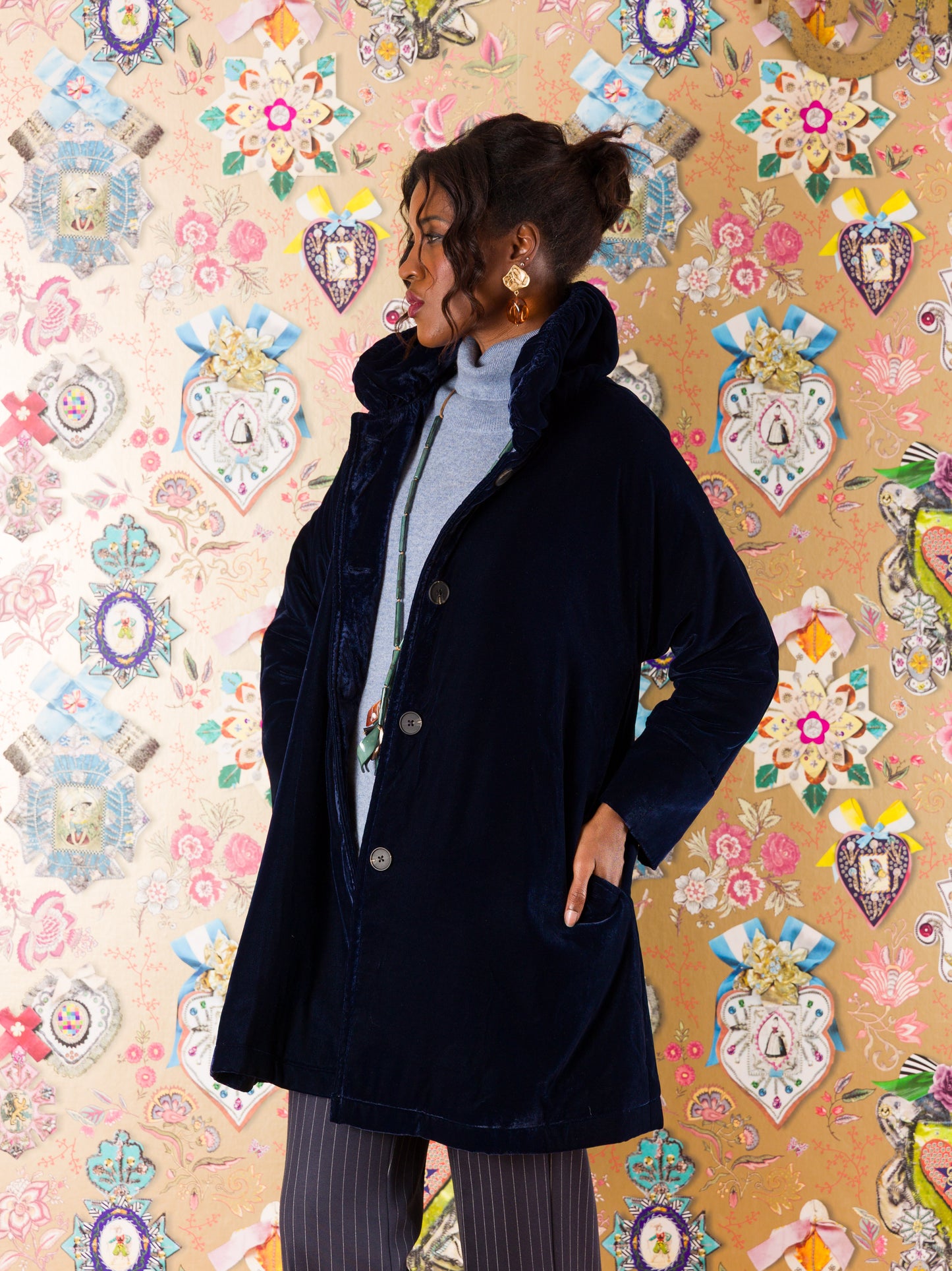 Cappotto Pamplona in velluto di seta