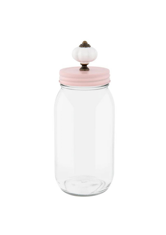 Barattolo con coperchio rosa
