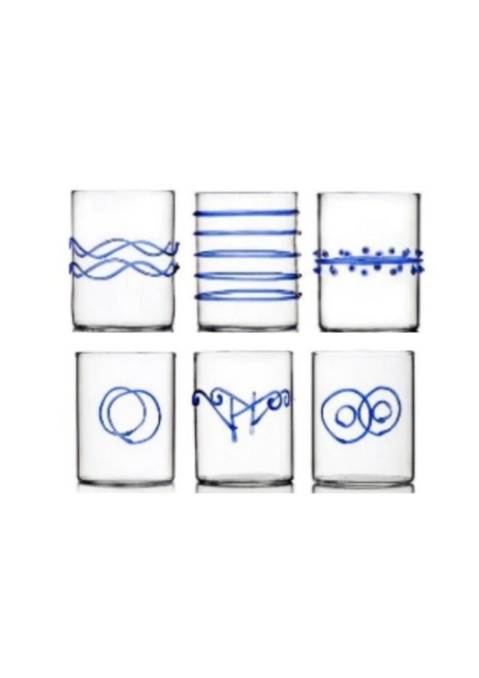 Set of six glasses - Deco blue