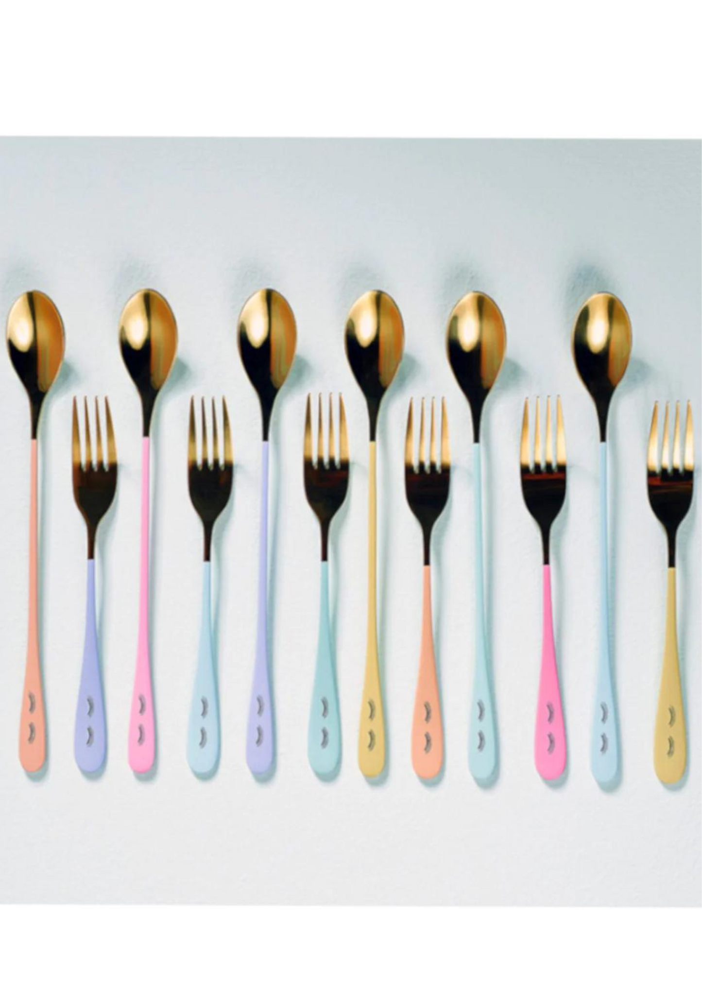 Set of 6 colored dessert cutlery