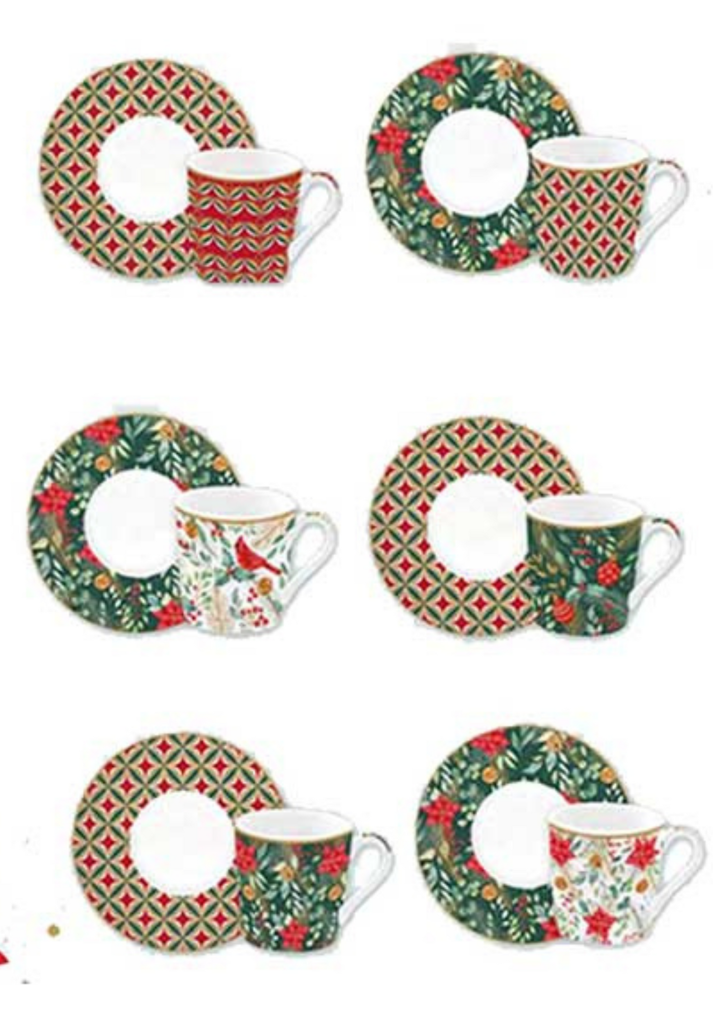 Set of six coffee cups - Christmas Joy