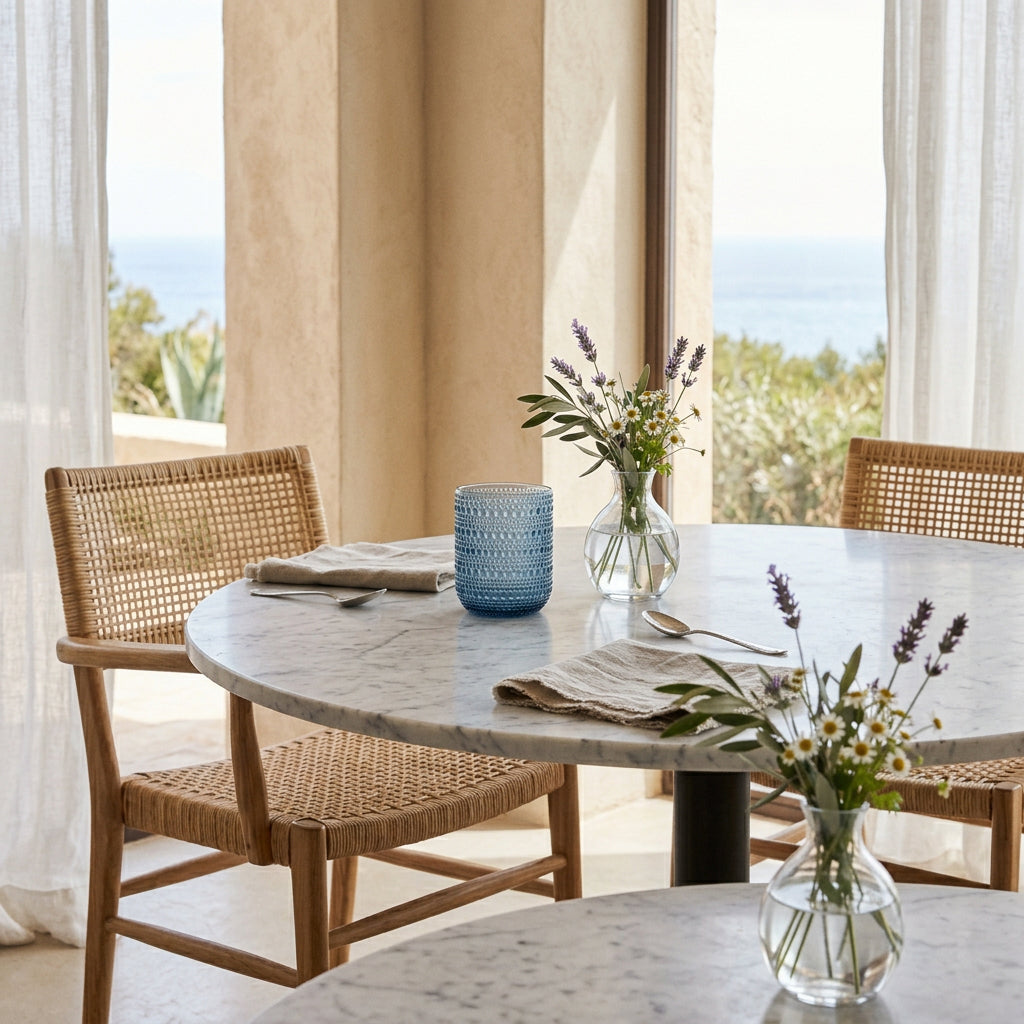 Set di 6 bicchieri in vetro blu con decoro a rilievo a bolle