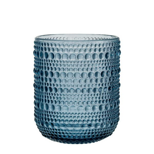 Set di 6 bicchieri in vetro blu con decoro a rilievo a bolle
