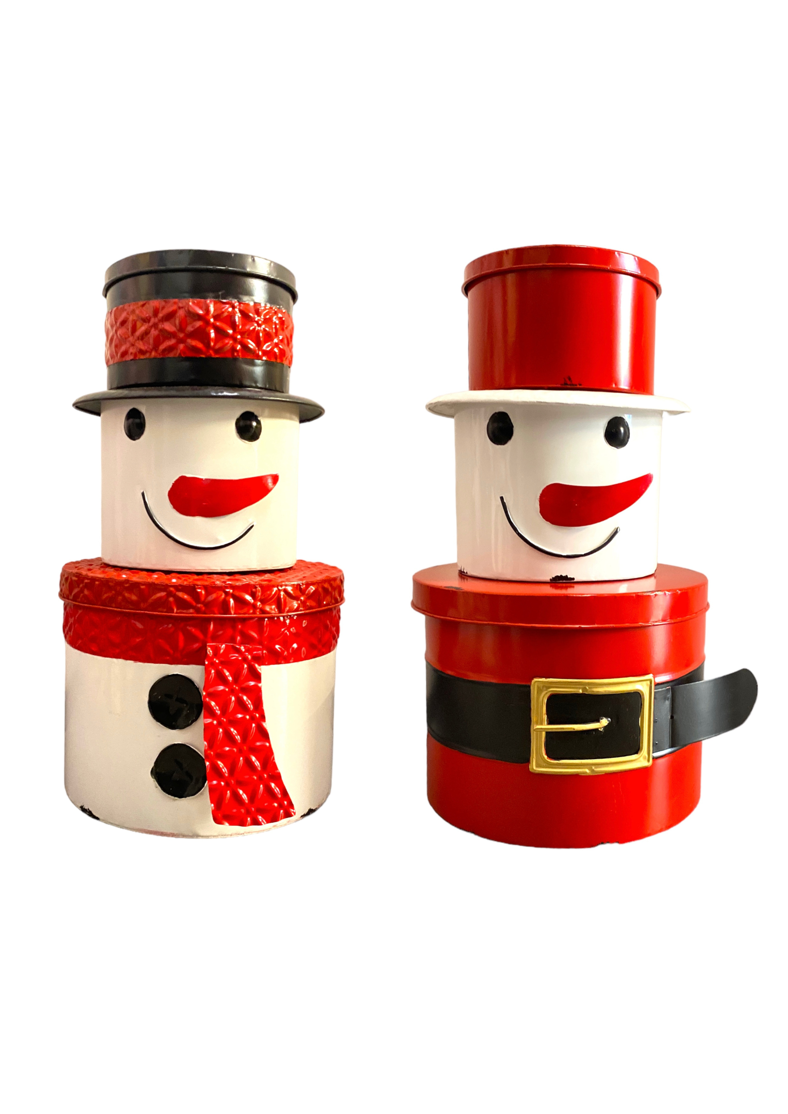 Set 3 Scatole Latta - Pupazzo Di Neve