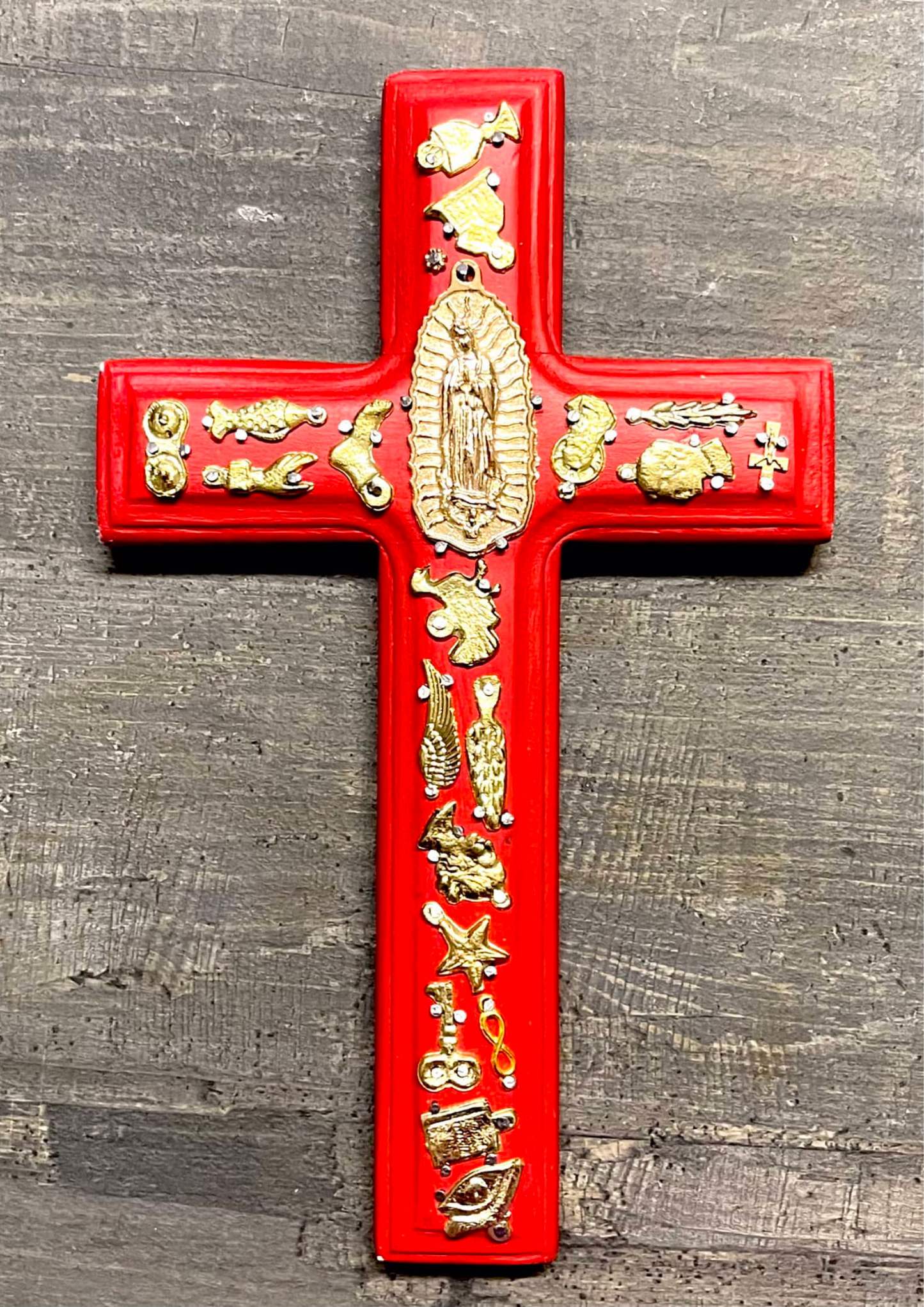Celeya - Croce Guadalupe con miracoli oro in legno