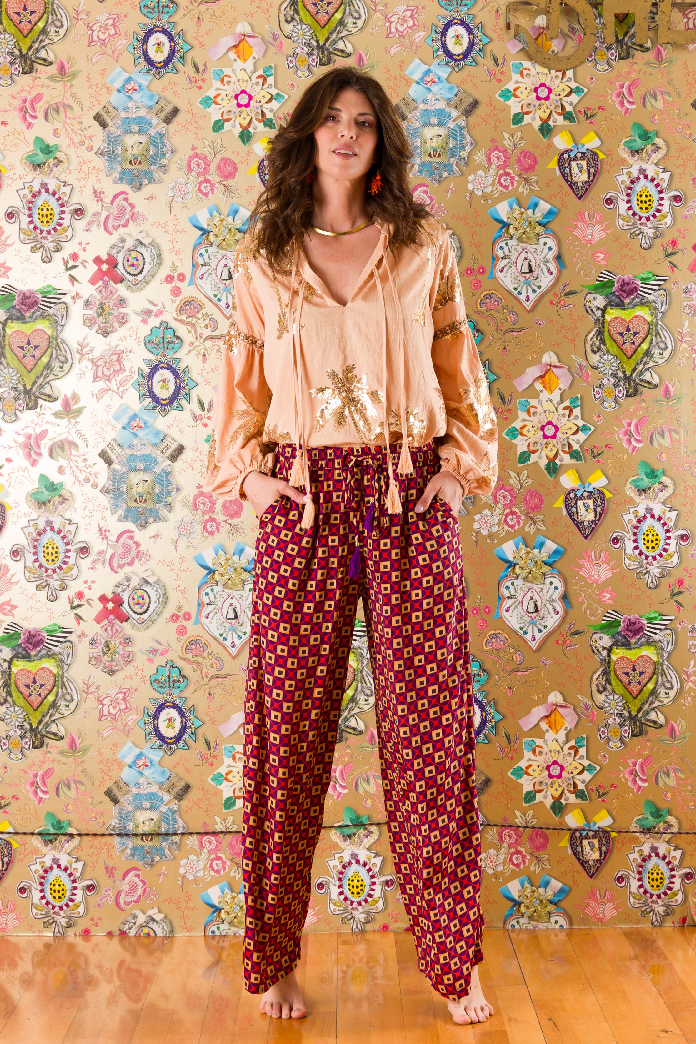 Pantaloni Verbena in seta