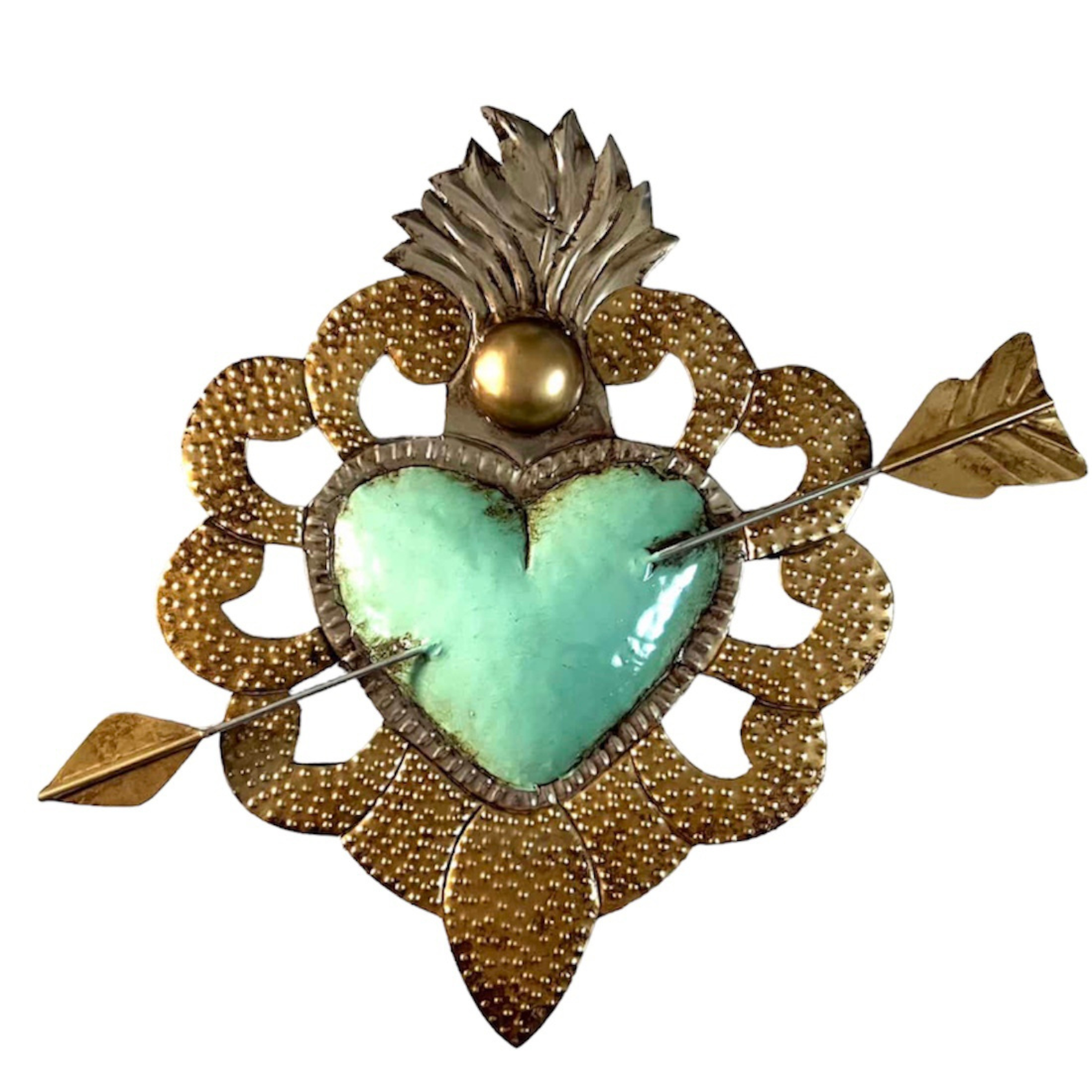 Corazon Flechado Verde Acqua