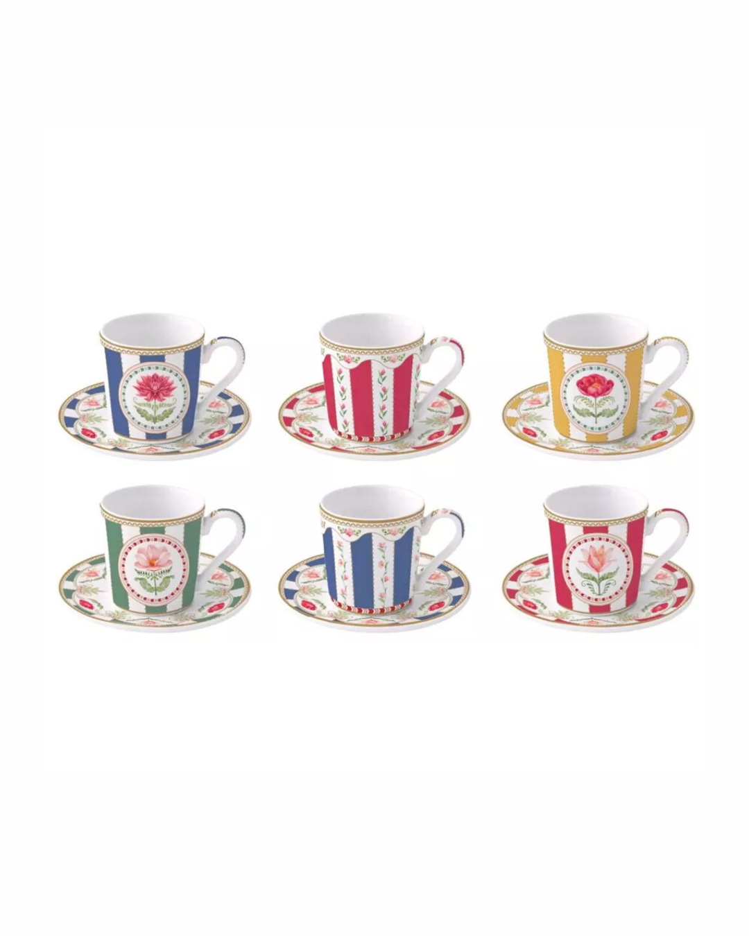 Servizio Sei Tazzine Caffè Flowery