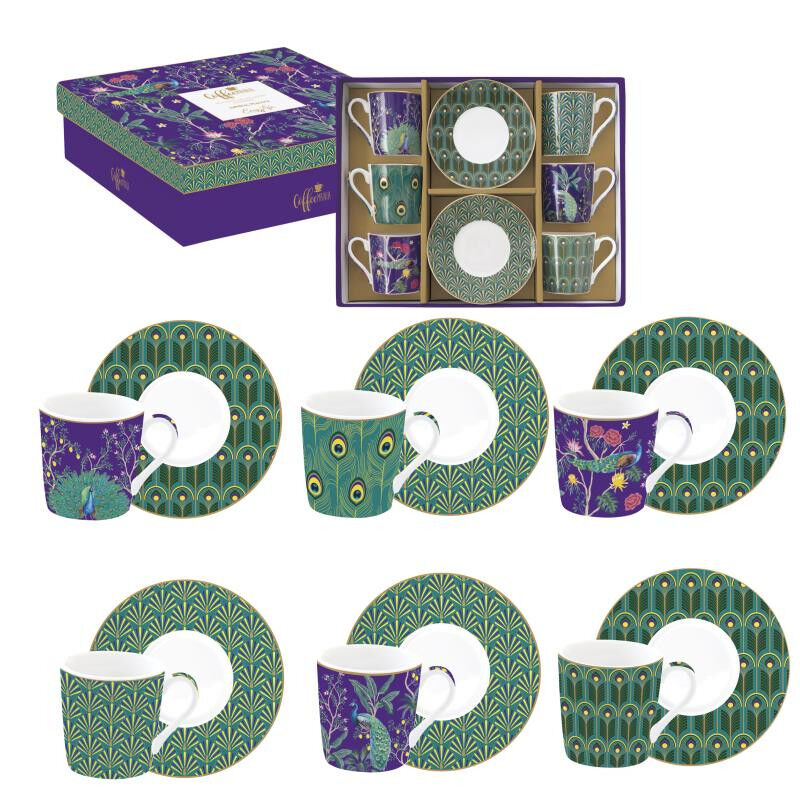 Servizio 6 tazzine Caffè Imperial Peacock
