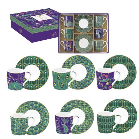 Servizio 6 tazzine Caffè Imperial Peacock