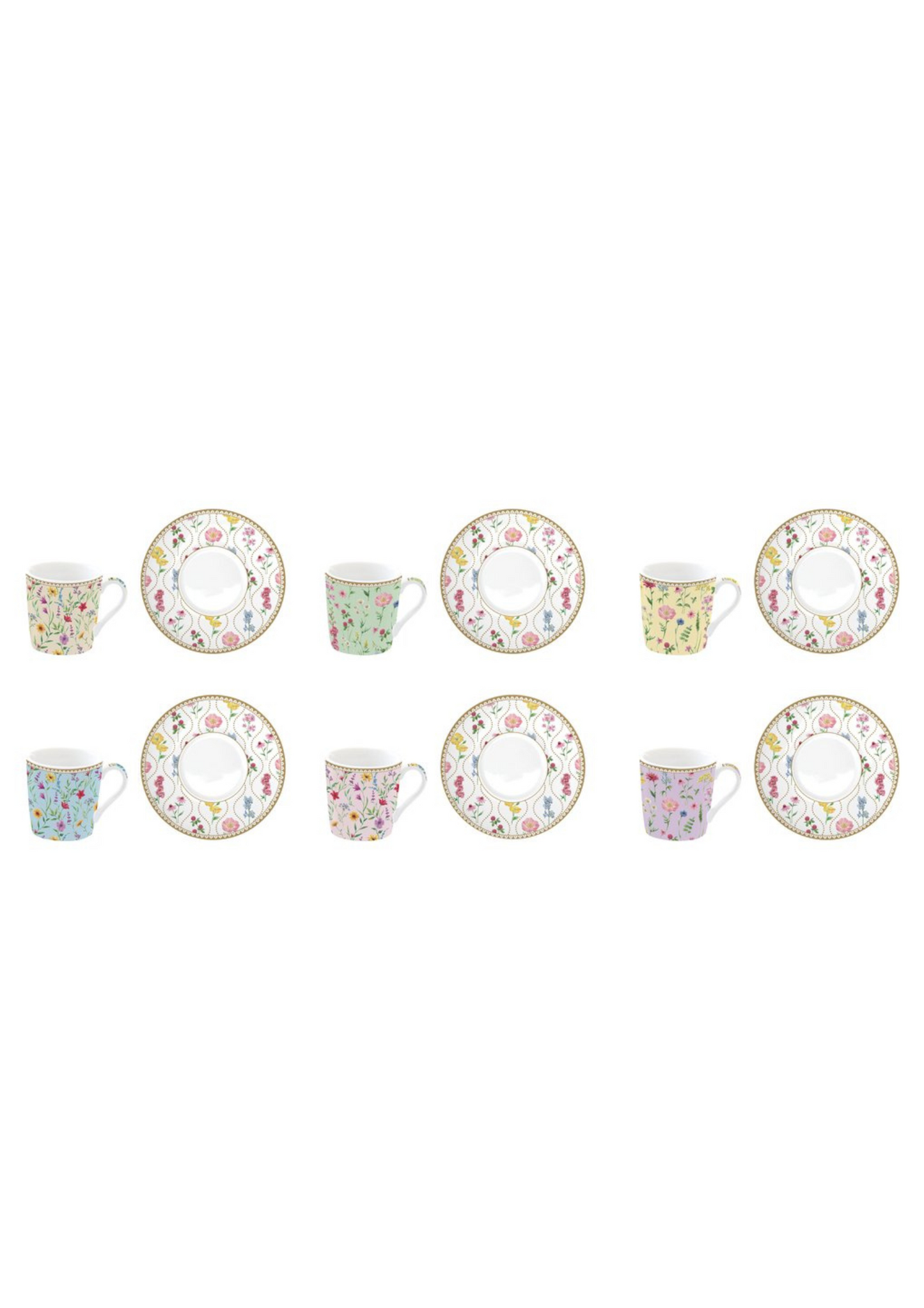 Servizio Sei Tazzine Da Caffè Meadow Flowers